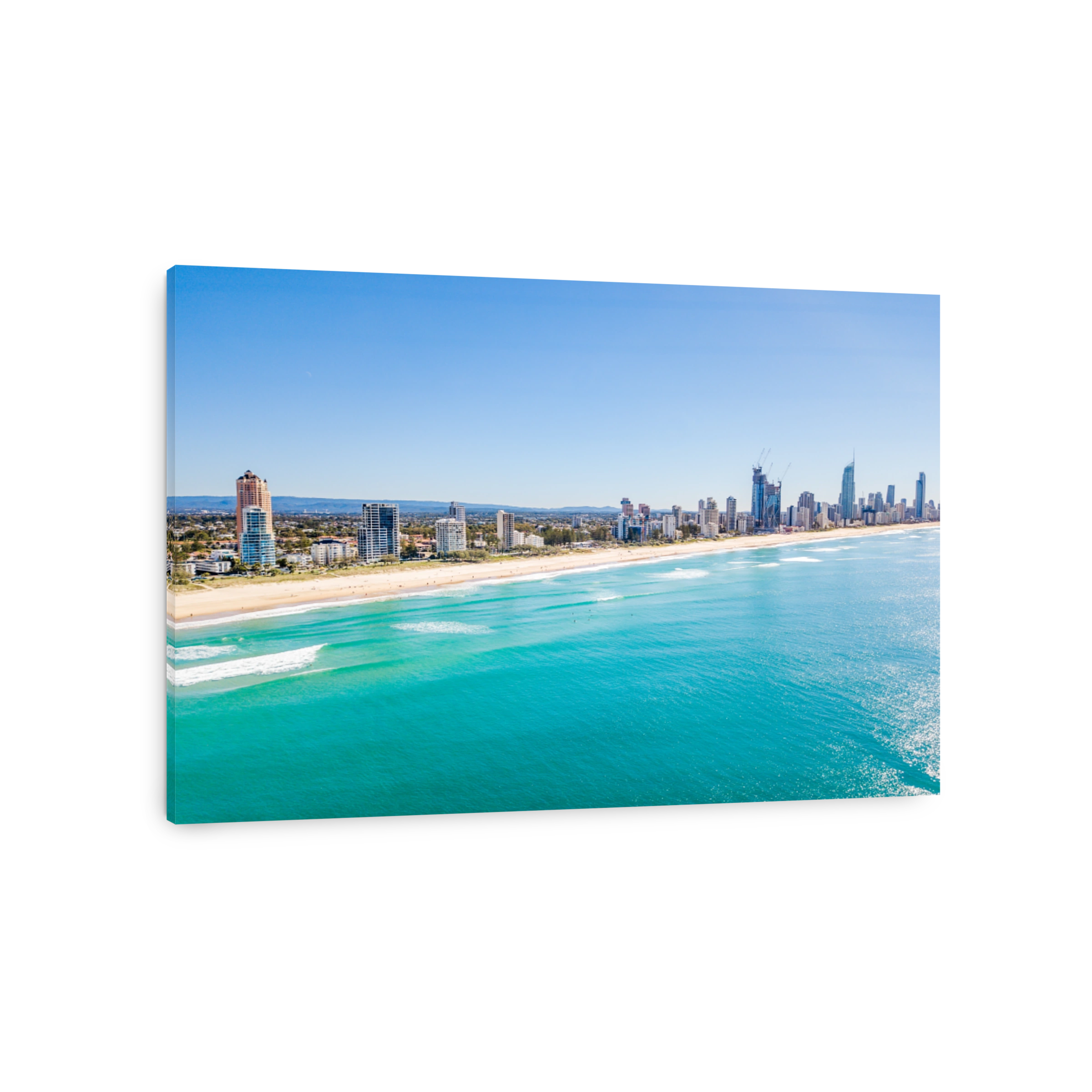 An aerial view of Broadbeach on the Gold Coast with blue water