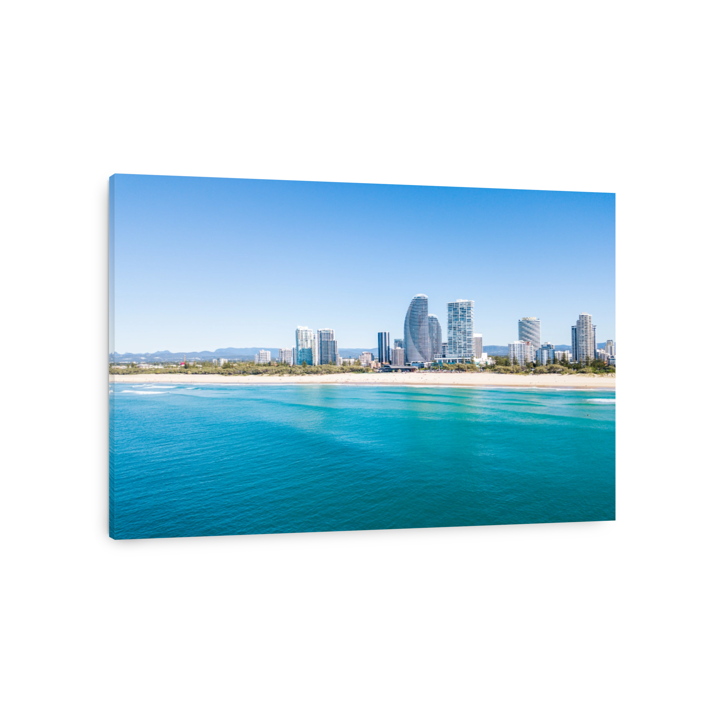 An aerial view of Broadbeach on the Gold Coast with blue water