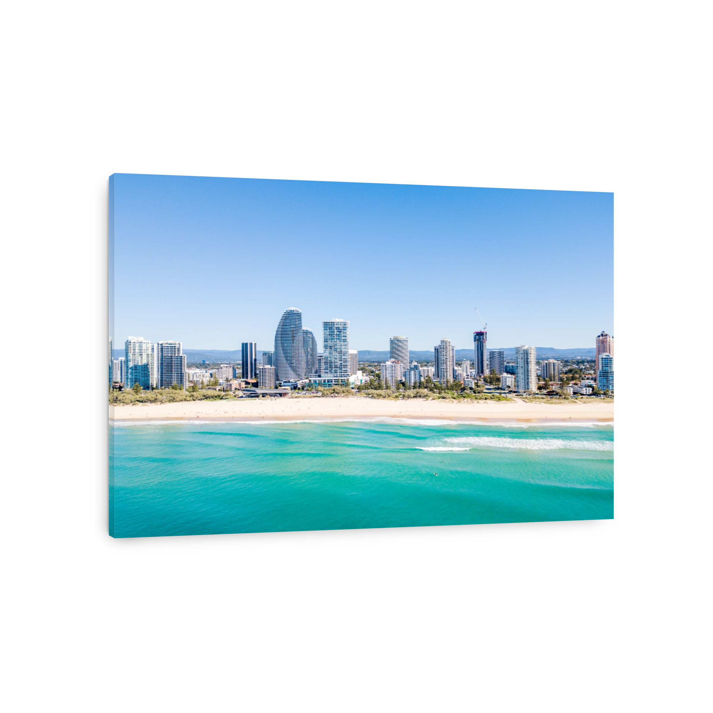 An aerial view of Broadbeach on the Gold Coast with blue water