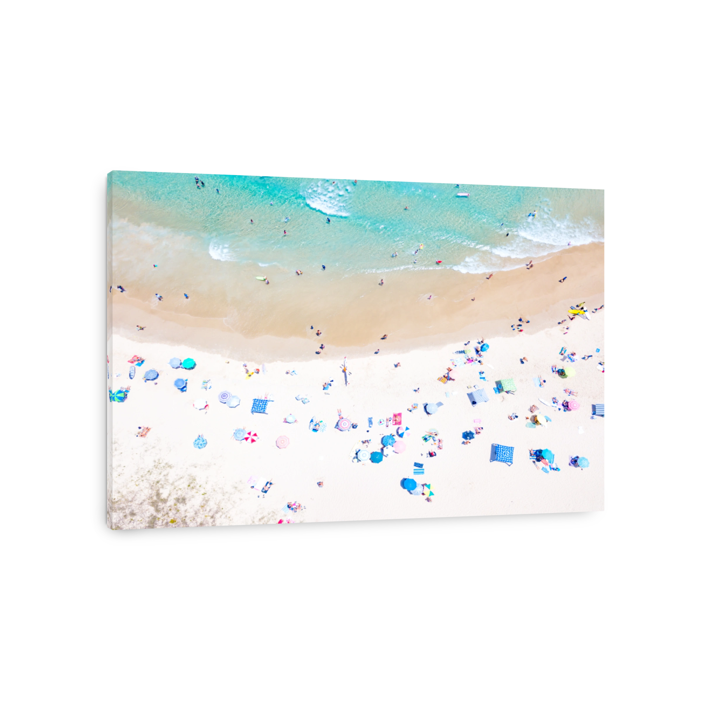 An aerial view of people sun baking at the beach at Rainbow Bay in Coolangatta