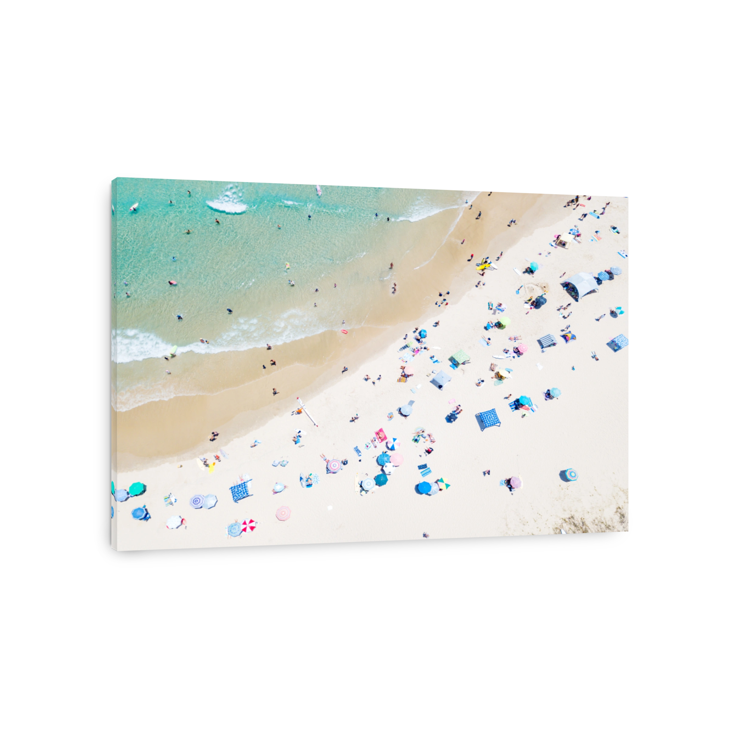 An aerial view of people sun baking at the beach at Rainbow Bay in Coolangatta