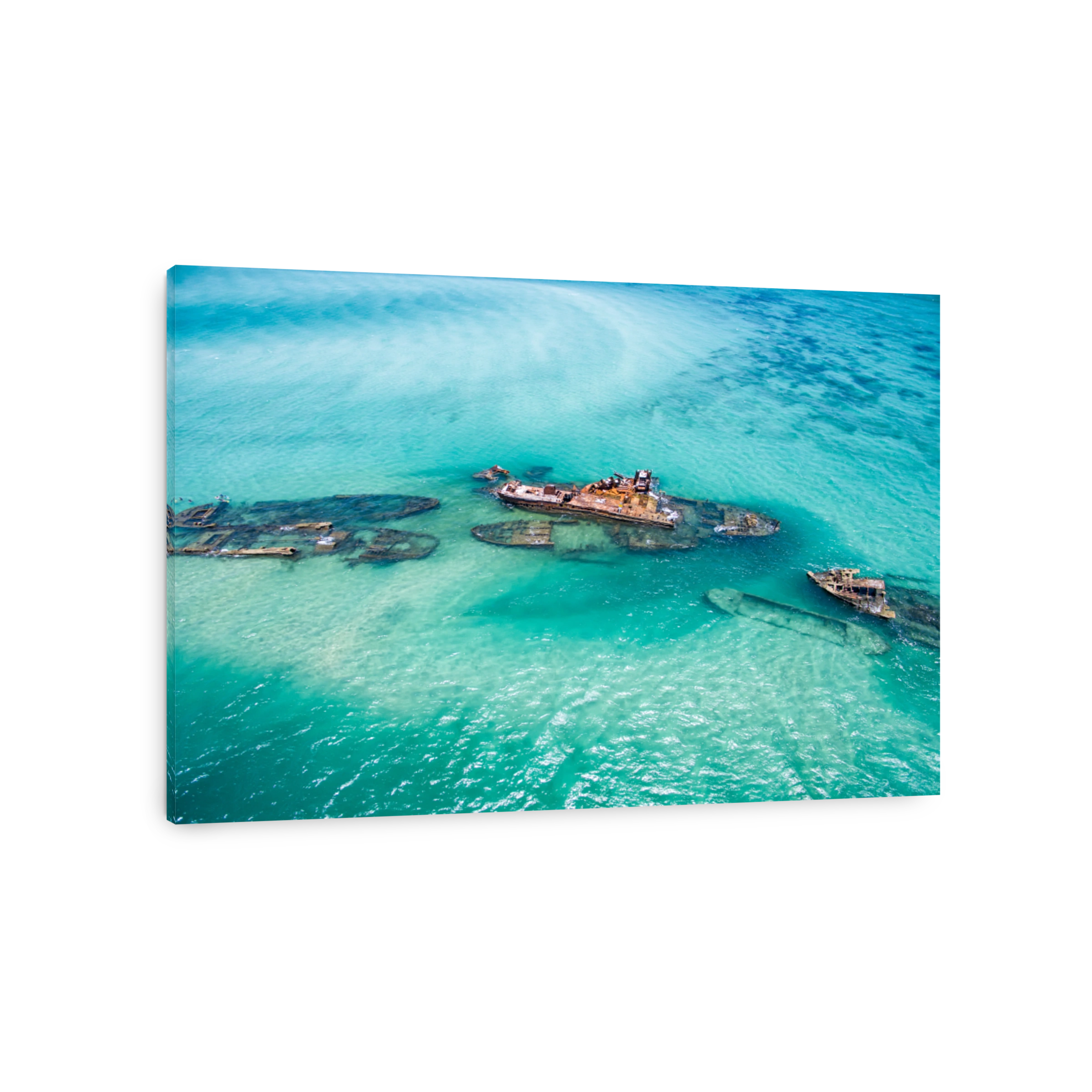 An aerial view of the Tangalooma shipwrecks on Moreton Island