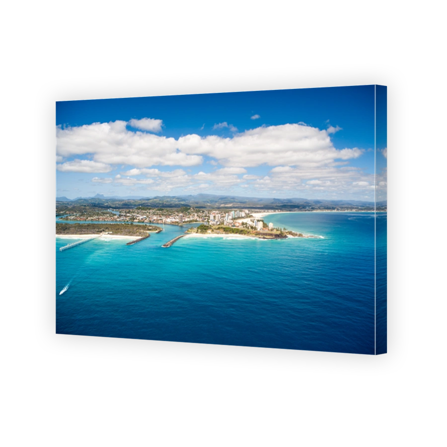 An aerial view of Snapper Rocks and Point Danger