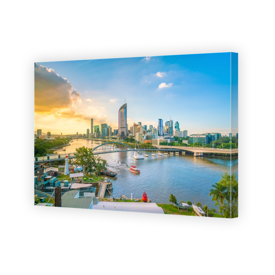 Brisbane city skyline and Brisbane river at twilight