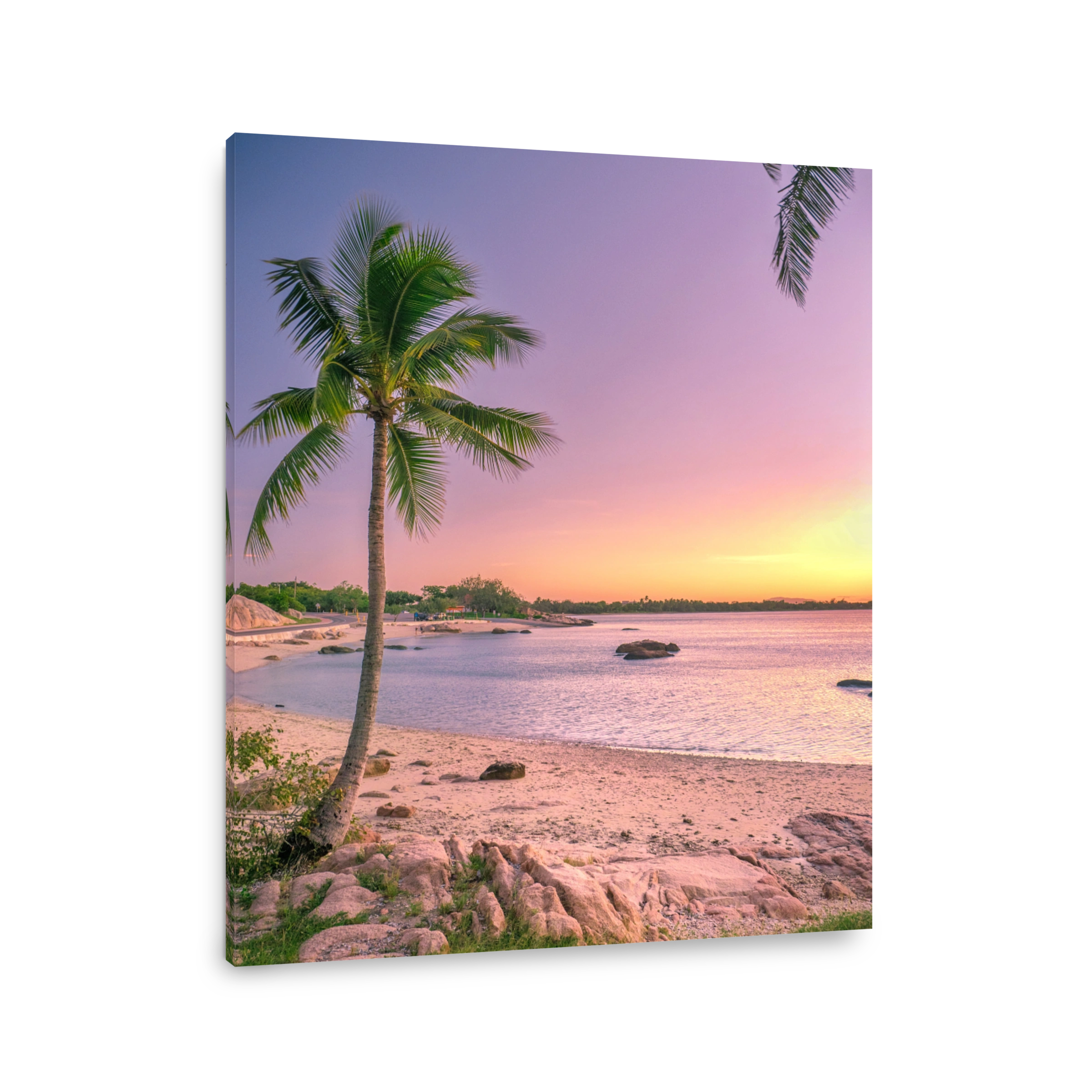 Palm Trees On Beach Against Sky During Sunset