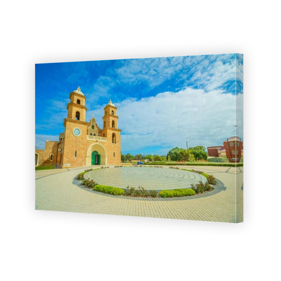 St. Francis Xavier's Cathedral with Twin Towers, the main place of Catholic worship in Geraldton, Western Australia, on Cathedral Ave. The Cathedral is the most important Catholic church in the city.