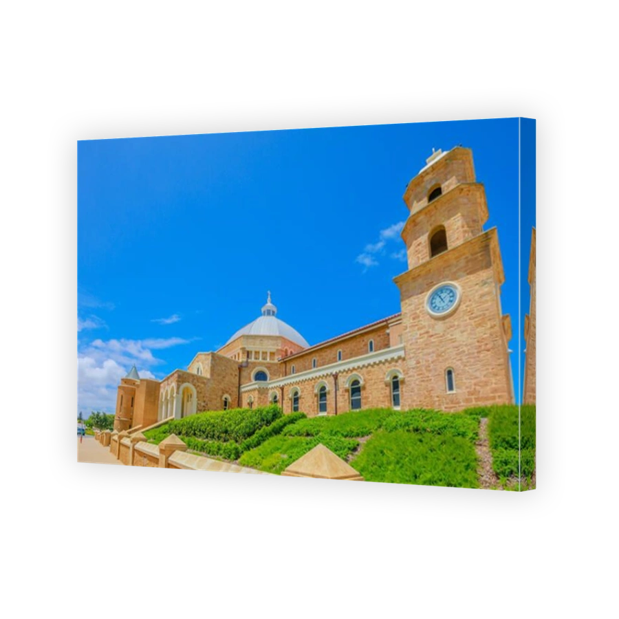 Side view of St. Francis Xavier's Cathedral with dome or Geraldton Cathedral on Cathedral Ave, is the main place of Catholic worship in Geraldton, Wes