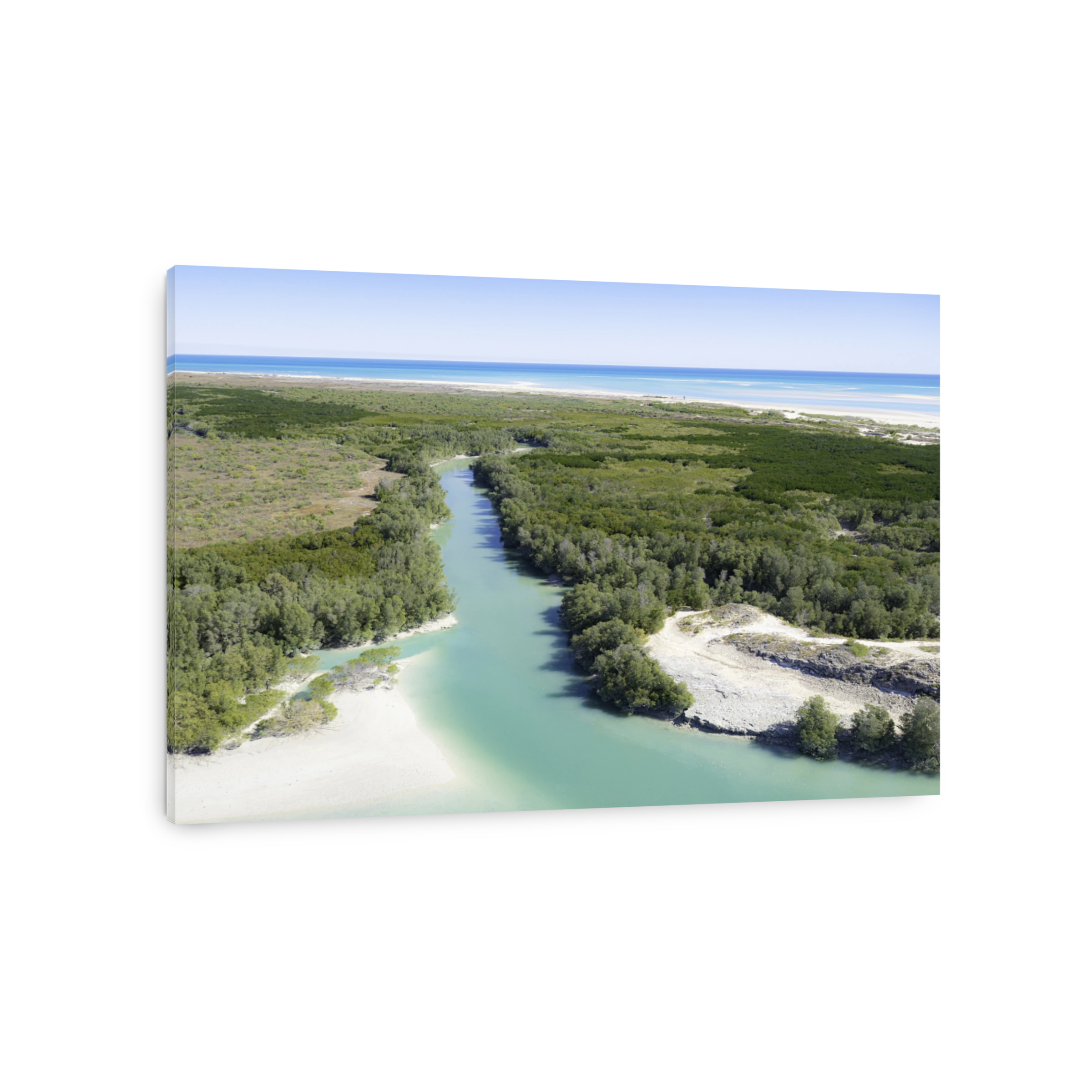 Aerial view of river and sea