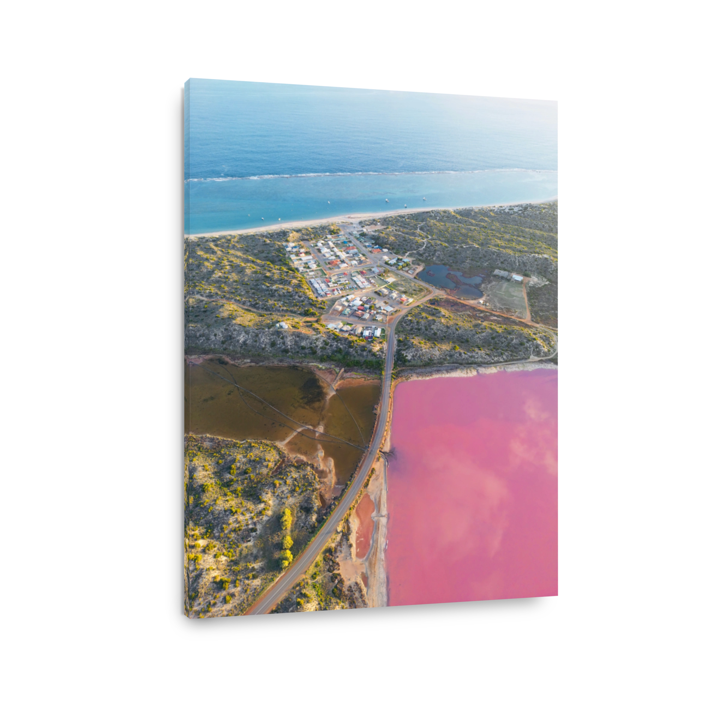 Aerial view of Hutt Lagoon Port Gregory in Western Australia's Coral Coast, with stunning waters