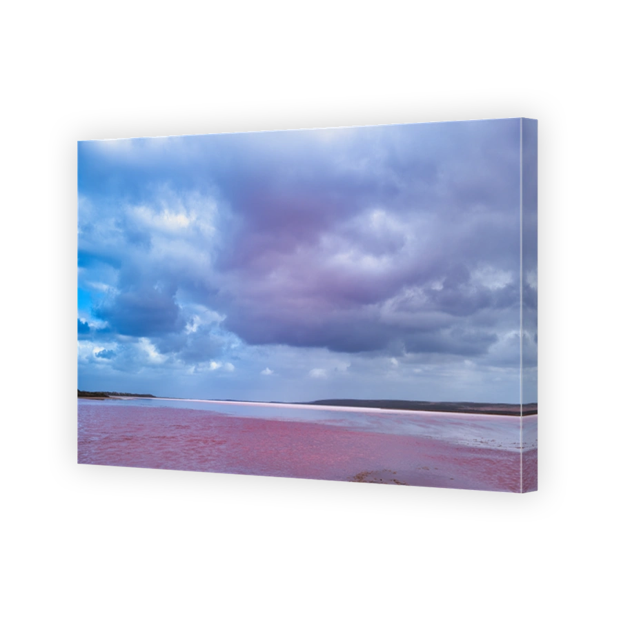 Pink Lake near Port Gregory, Kalbarri, Western Australia, on a cloudy day