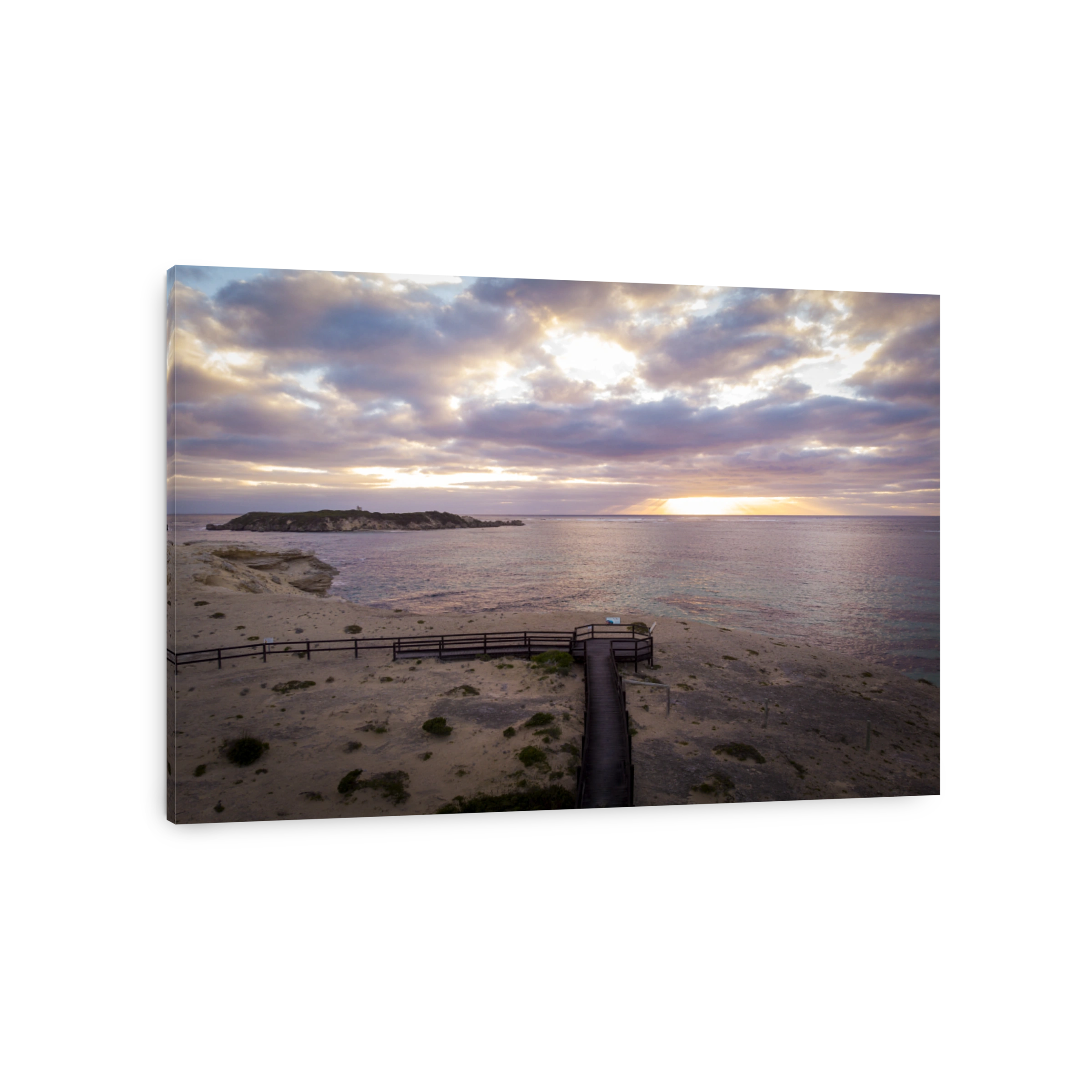 Aerial view of Hamelin Bay Beach at sunset, Margaret River, Western Australia.