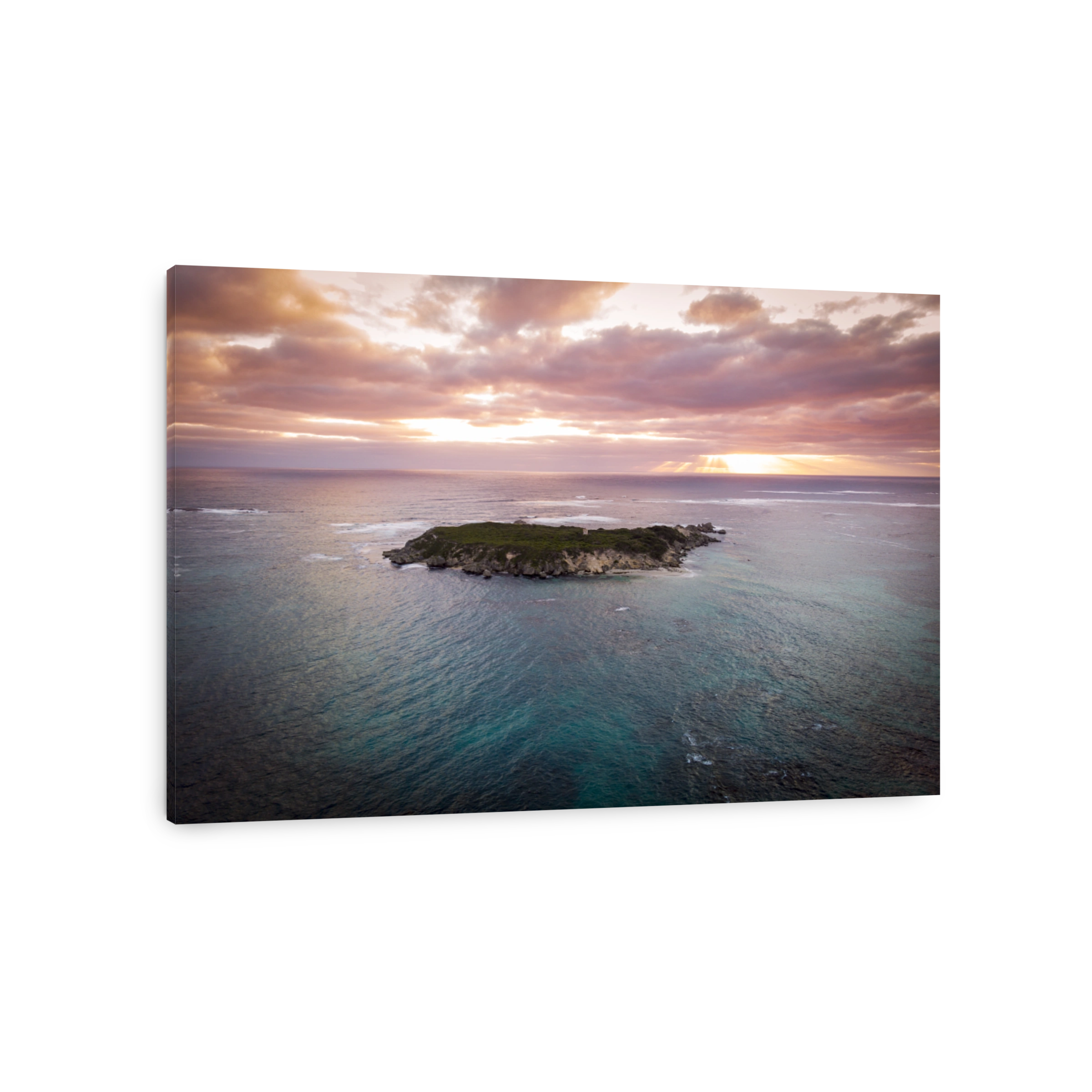 Aerial view of Hamelin Bay Beach at sunset, Margaret River, Western Australia.