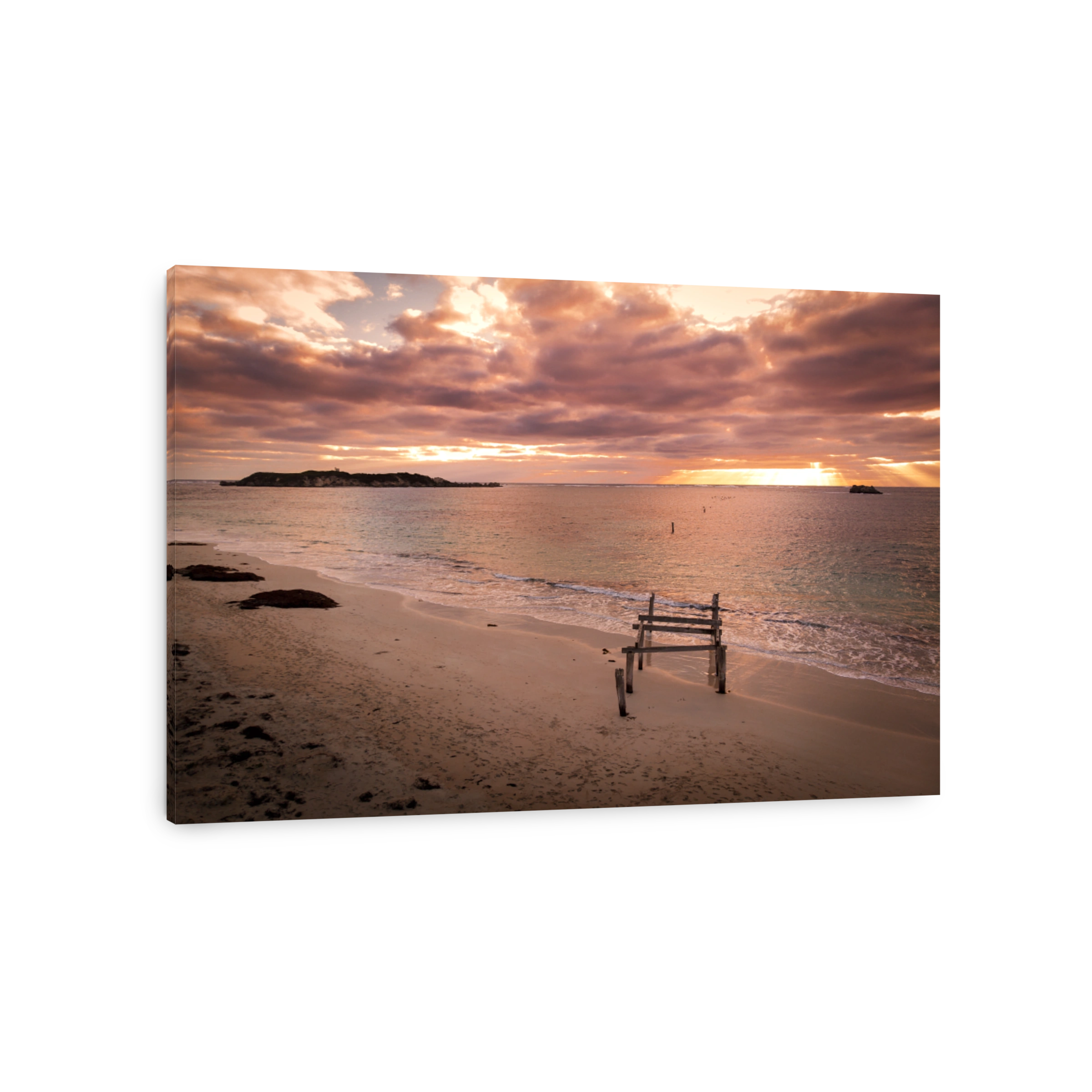 Aerial view of Hamelin Bay Beach at sunset, Margaret River, Western Australia.
