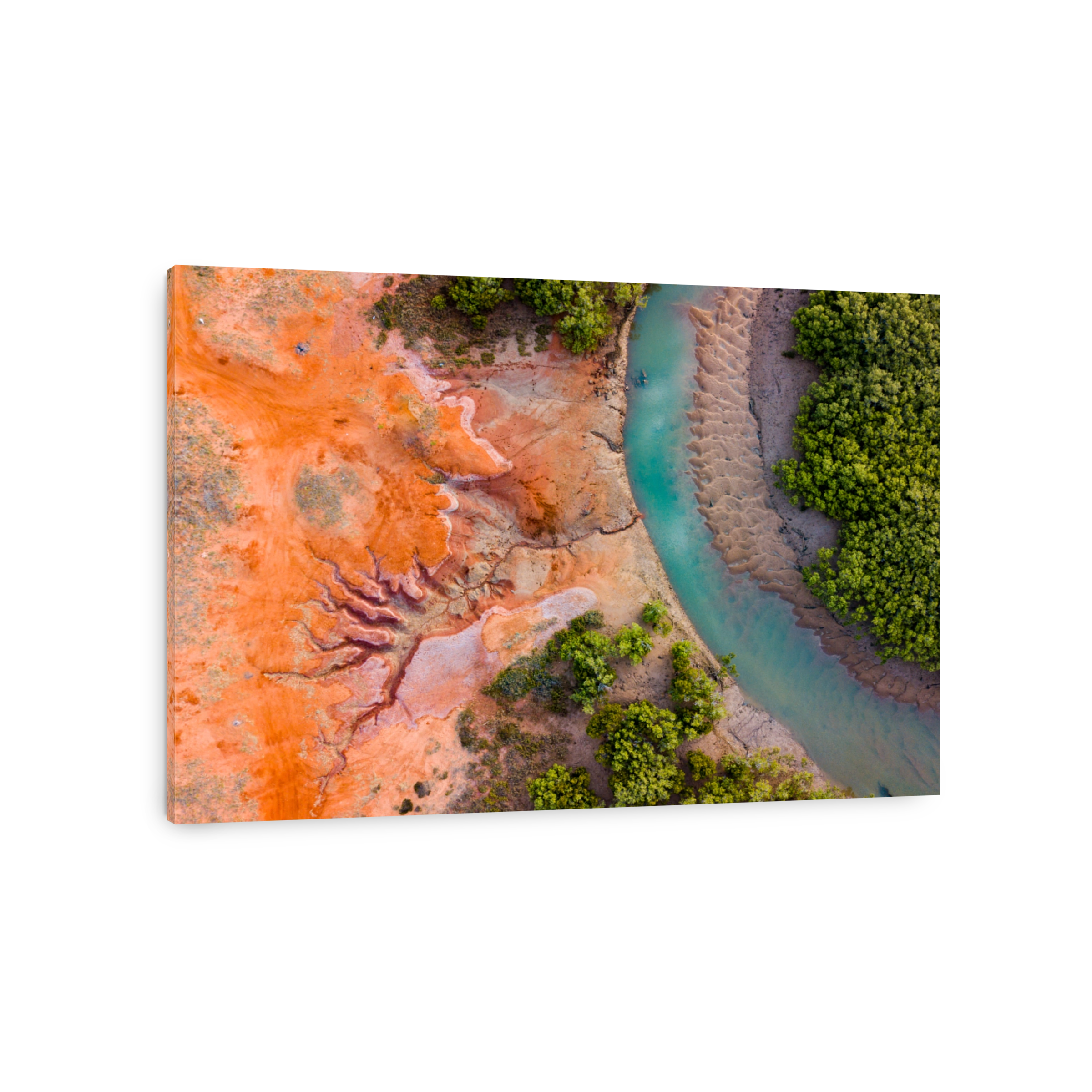Aerial View Of River By Dramatic Landscape