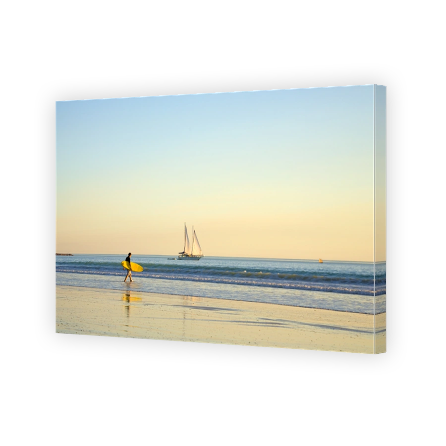 Australia Broome Cable Beach Surfer and Sailing Ship