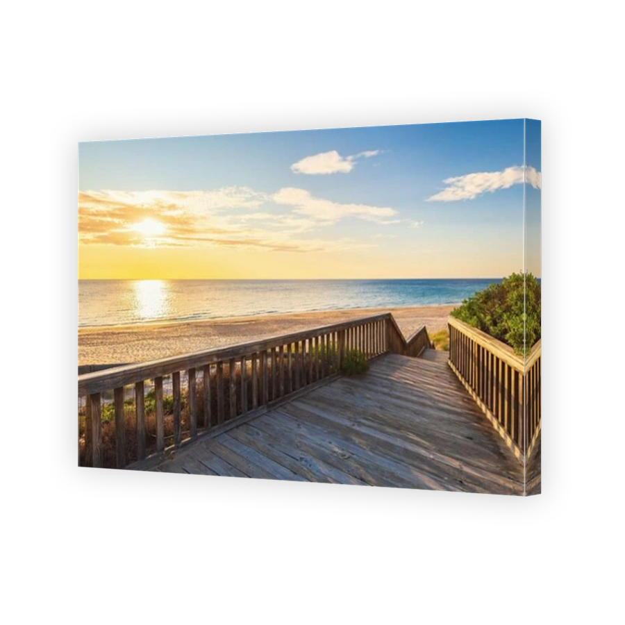 Boardwalk to O'Sullivan Beach with no people at sunset during a warm summer evening, South Australia