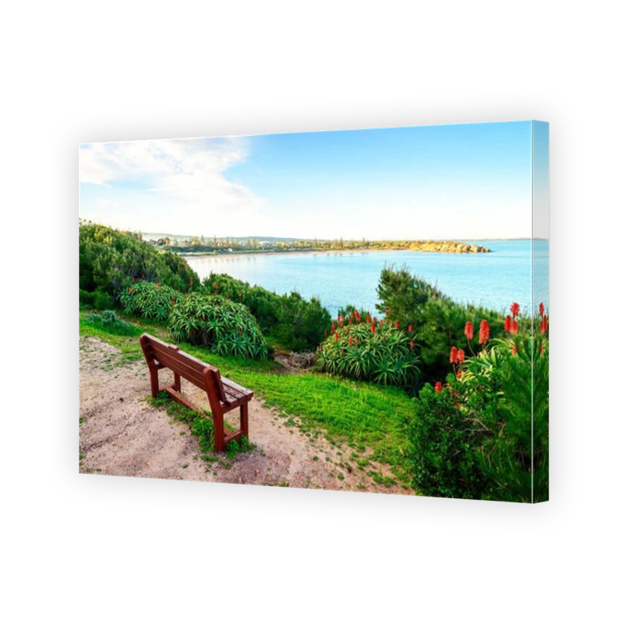 Bench with picturesque view at Port Elliot, Horseshoe Bay, South Australia
