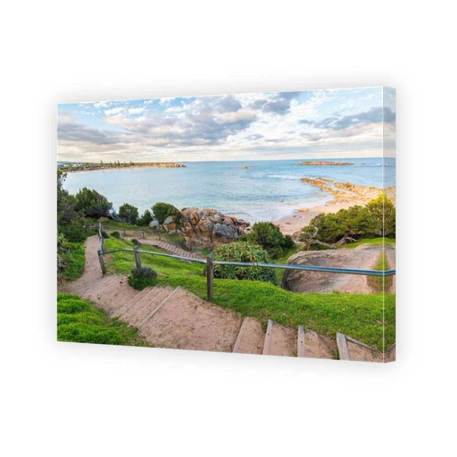 Lady Bay beach stairs on a day during winter season, Fleurieu Peninsula, Port Elliot, South Australia