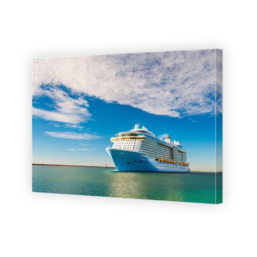 Port Adelaide, South Australia, February 14, 2017:  MS Ovation of the Seas cruise ship leaving Outer Harbour at sunset.