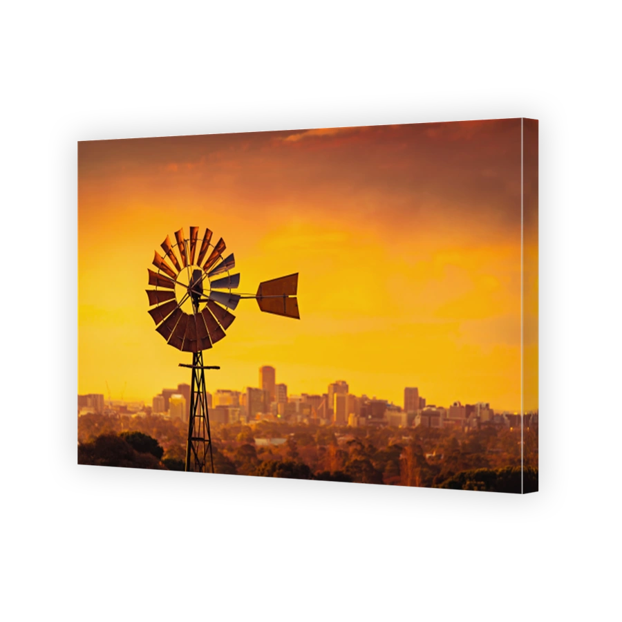 Windmill at sunset in South Australia