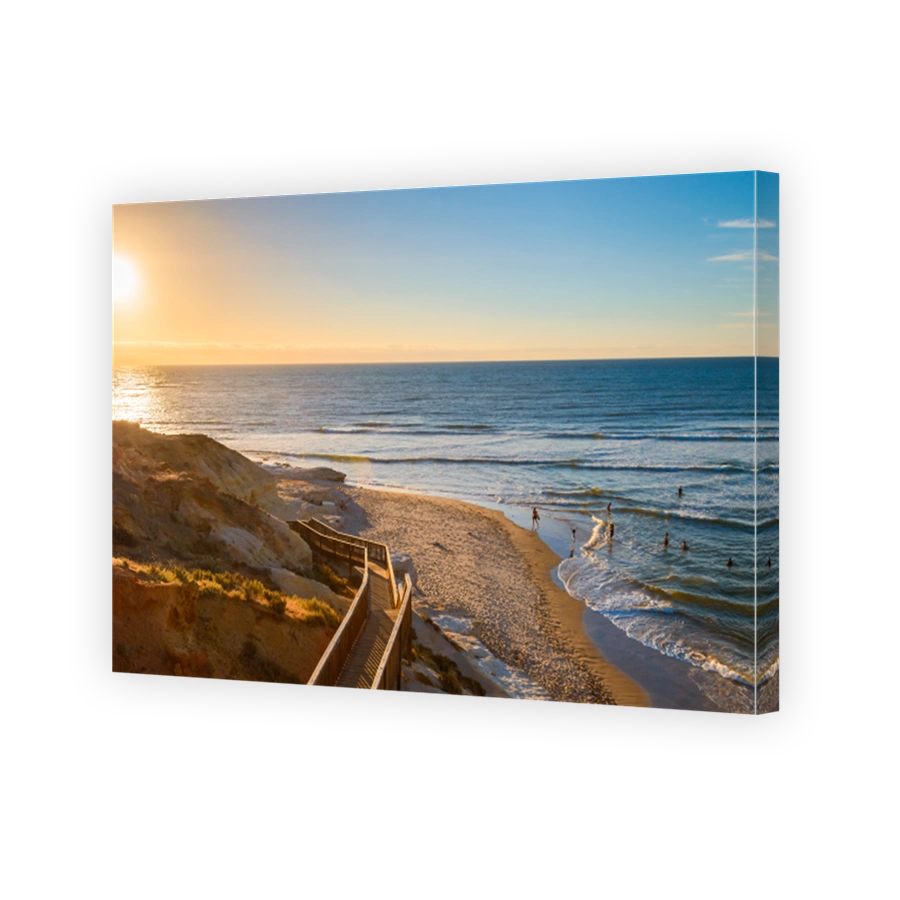 South Port beach with people at Port Noarlunga
