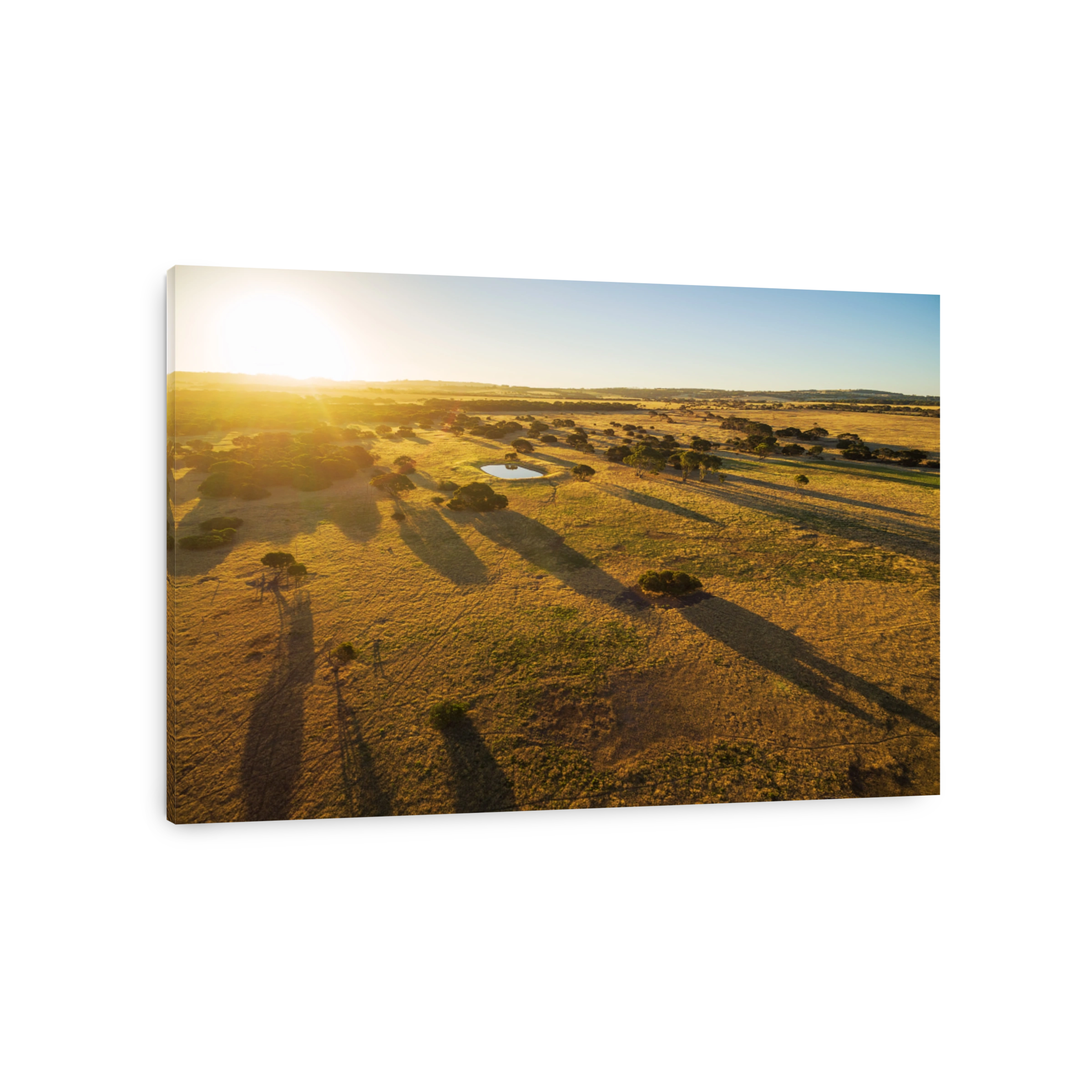 Kangaroo Island rural area at sunset aerial view