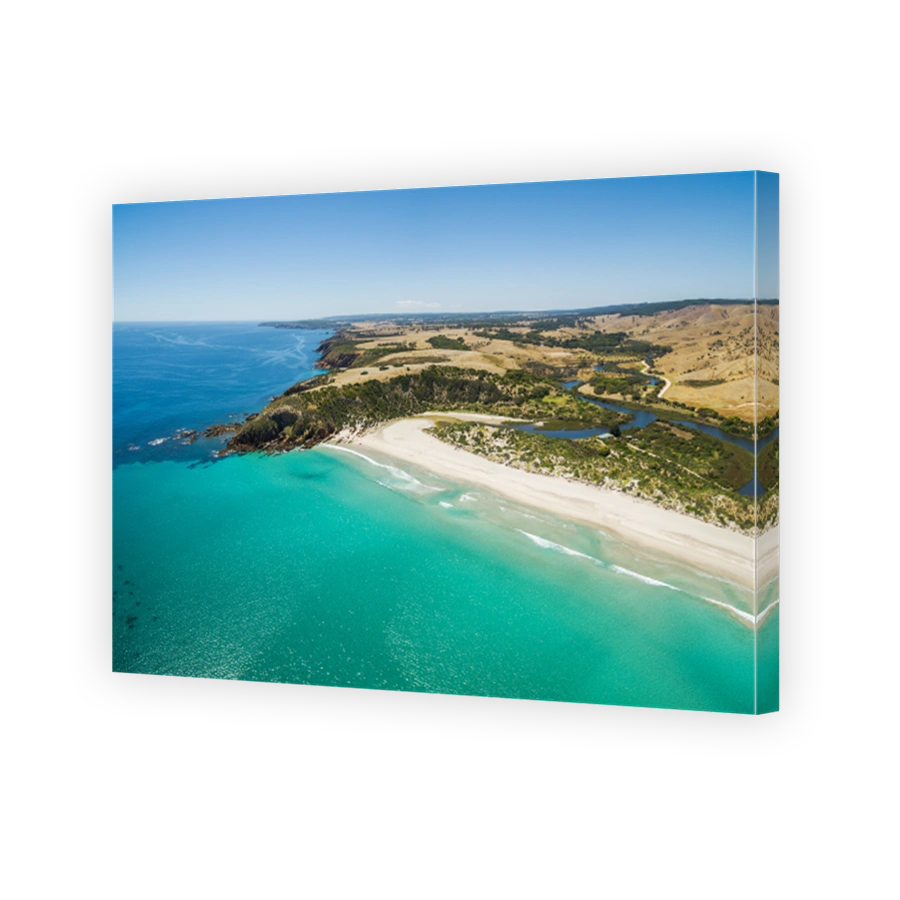 Snelling beach aerial panorama. Kangaroo Island, South Australia