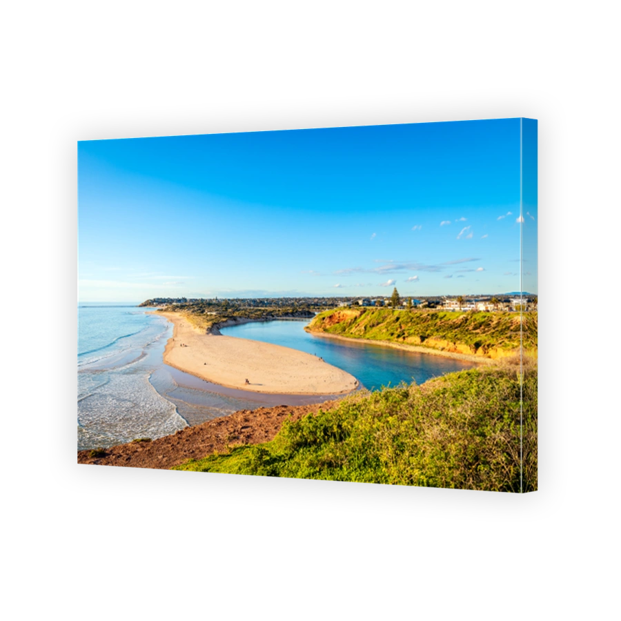 Port Noarlunga beach viewed across Onkaparinga River