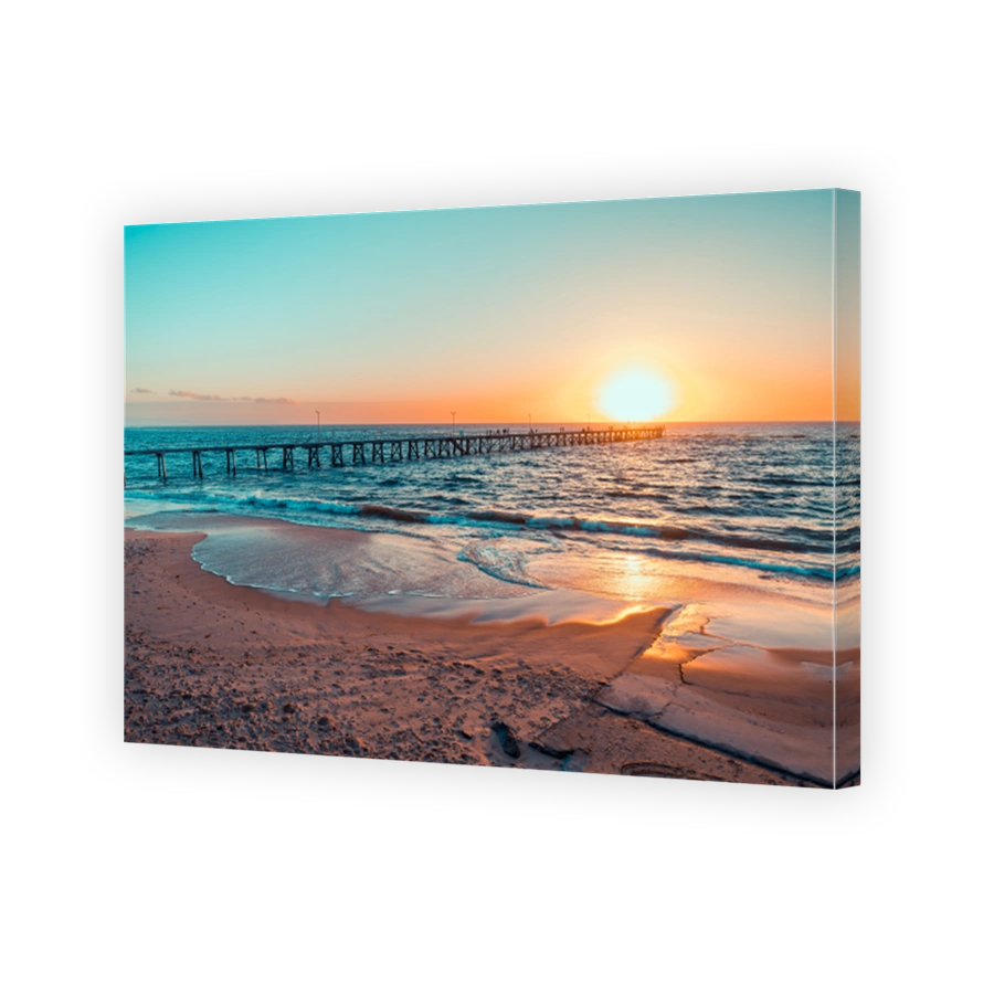 People silhouettes on Port Noarlunga jetty at sunset