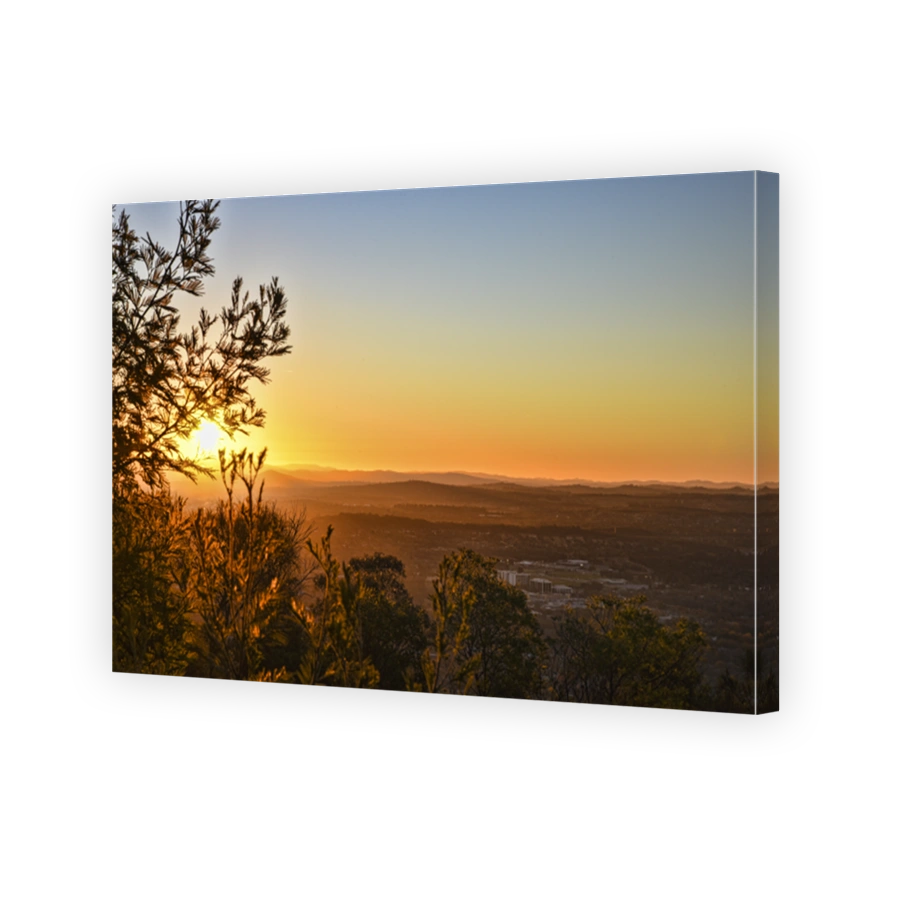 Sunset on Canberra City, autumn, Brindabella hills