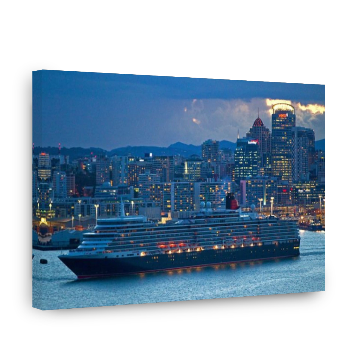 The luxury liner Queen Elizabeth departs Auckland, New Zealand