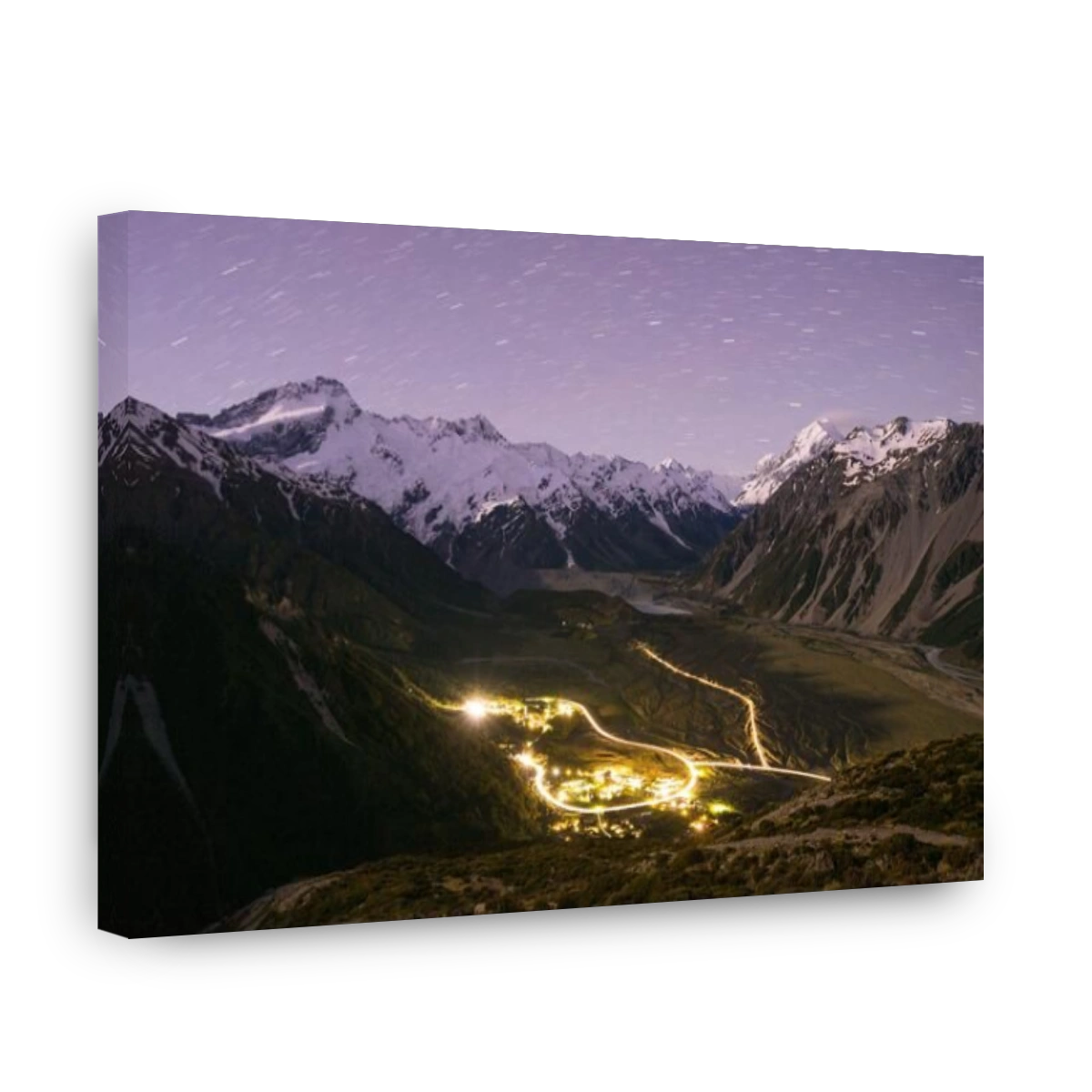 The lights of Mount Cook Village, Aoraki Mount Cook National Park