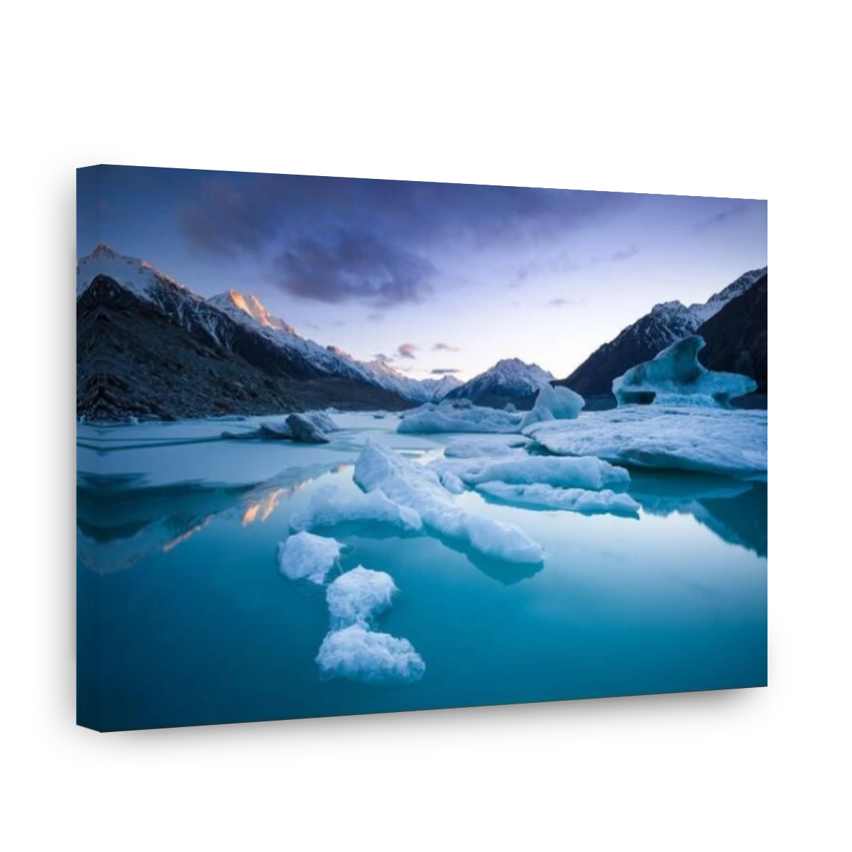 Icebergs in Tasman Lake below Aoraki Mount Cook and Tasman Glacier