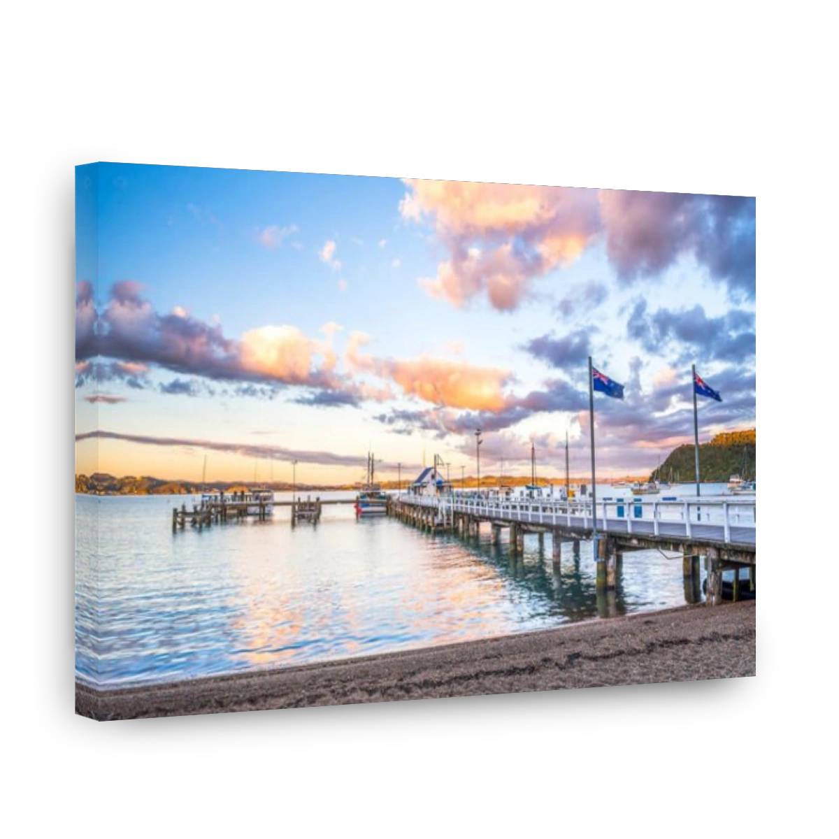 Russell Pier at sunset, Bay of Islands, Northland Region, North Island, New Zealand, Pacific