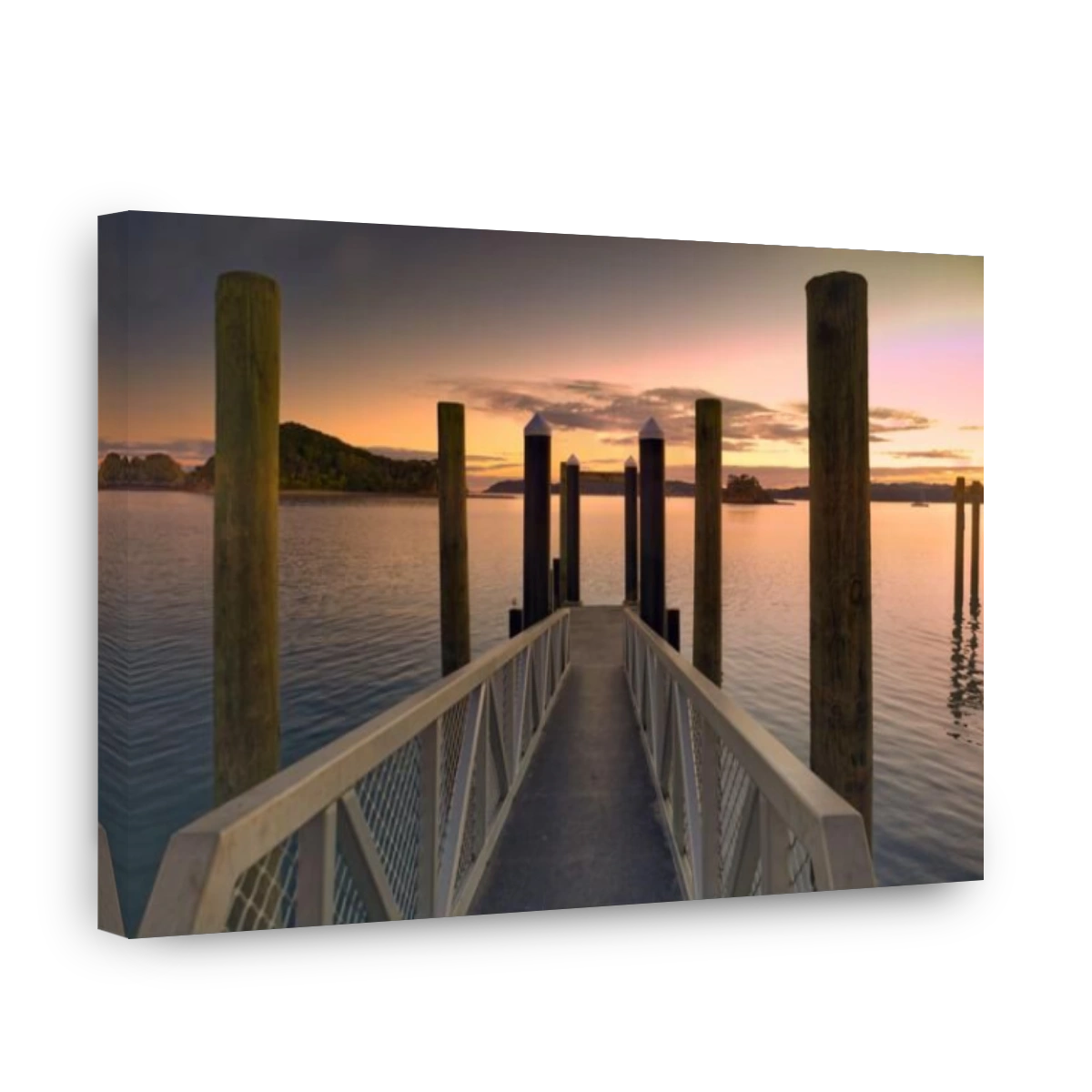 Sunrise at a landing stage at Paihia Wharf, New Zealand. It's the departure point for many boat trips and cruises in the Bay of Islands