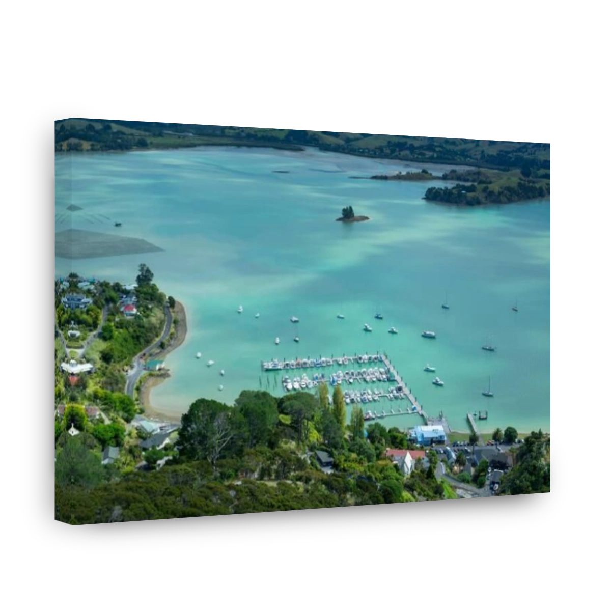 Coast with Marina in the Bay of Islands, Far North District, Northland, North Island, New Zealand