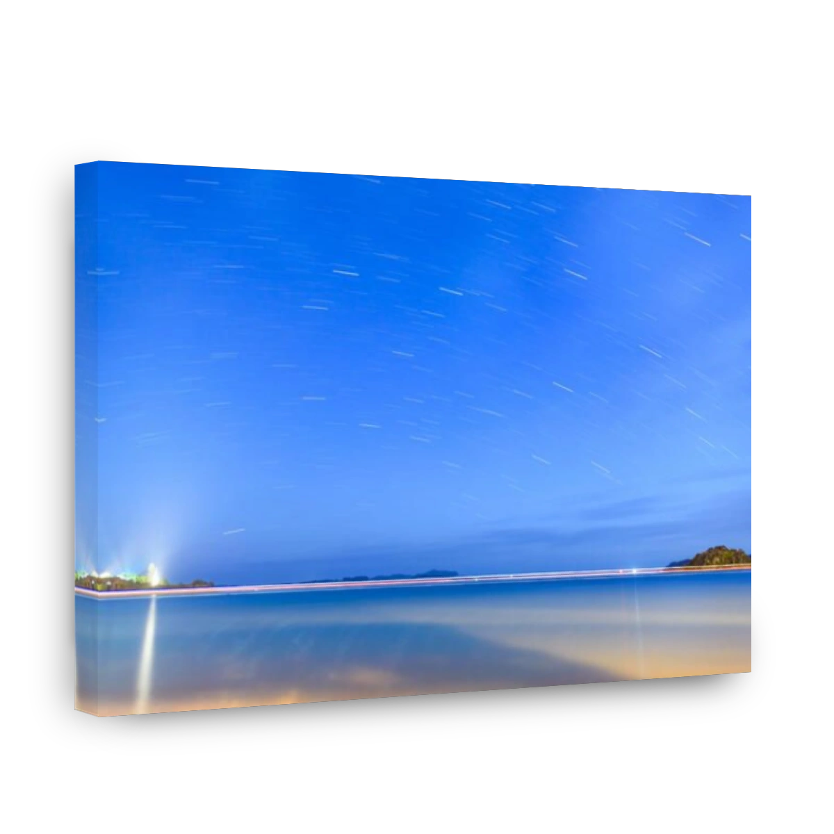 Slight star trail at twilight over Paihia beach, NZ