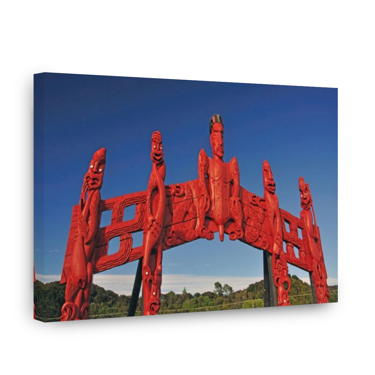 Maori carvings, Te Tii Marae, Te Tii Bay, Waitangi, Bay of Islands, Northland Region, North Island, New Zealand