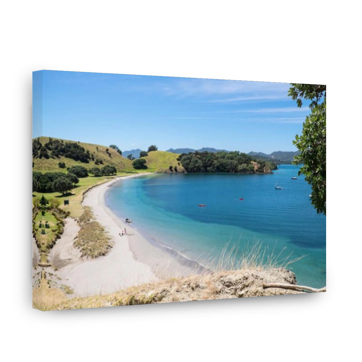 Urupukapuka Island, Bay of Islands, New Zealand, NZ - February 1, 2017: Holiday makers in summer on a secluded beach.
