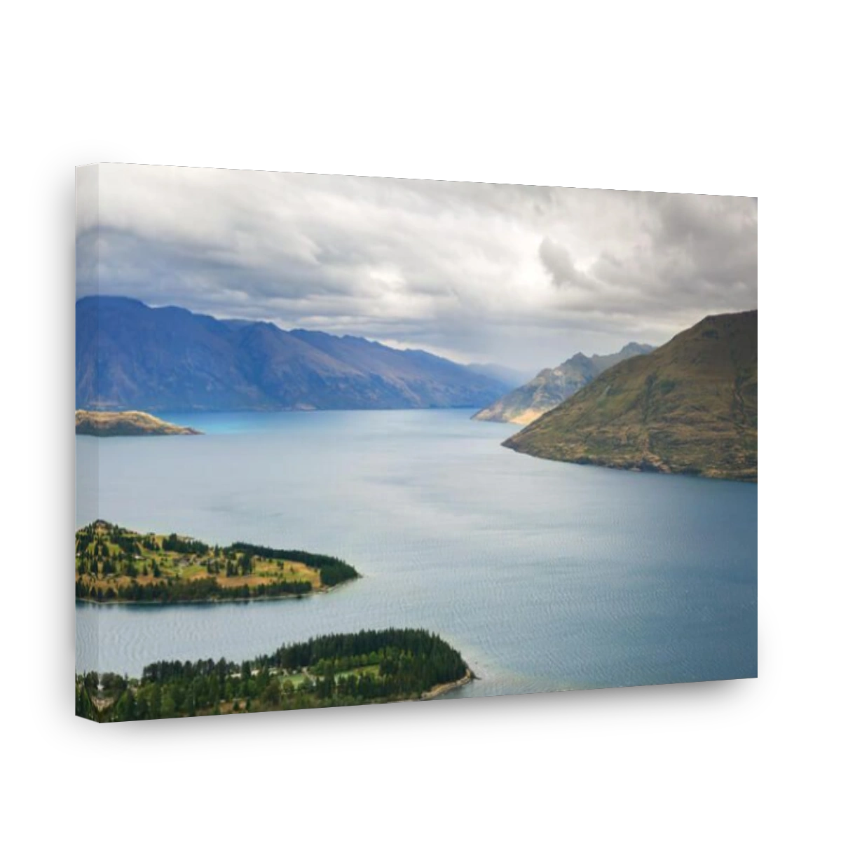 Lake Wakatipu in New Zealand, areal view from vista point