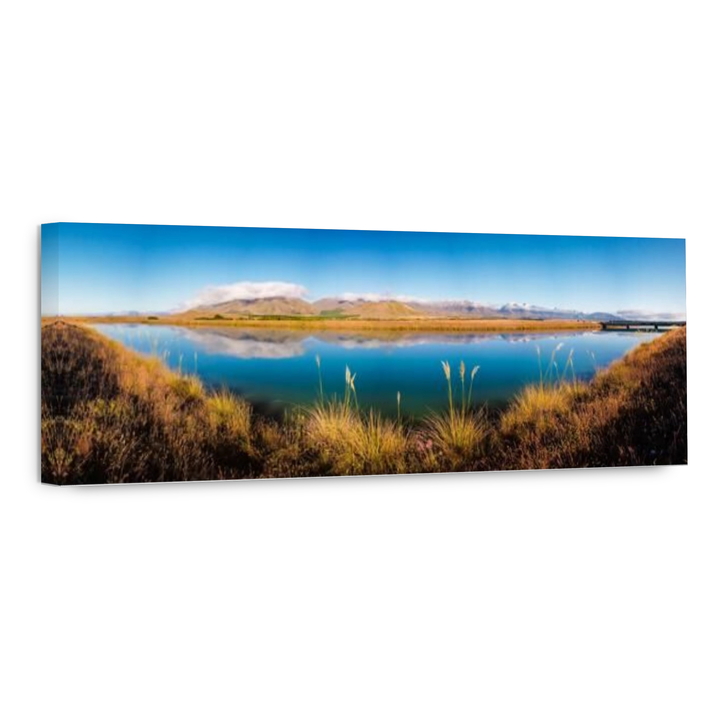 A panoramic view of Glenorchy (New Zealand) on a sunny day