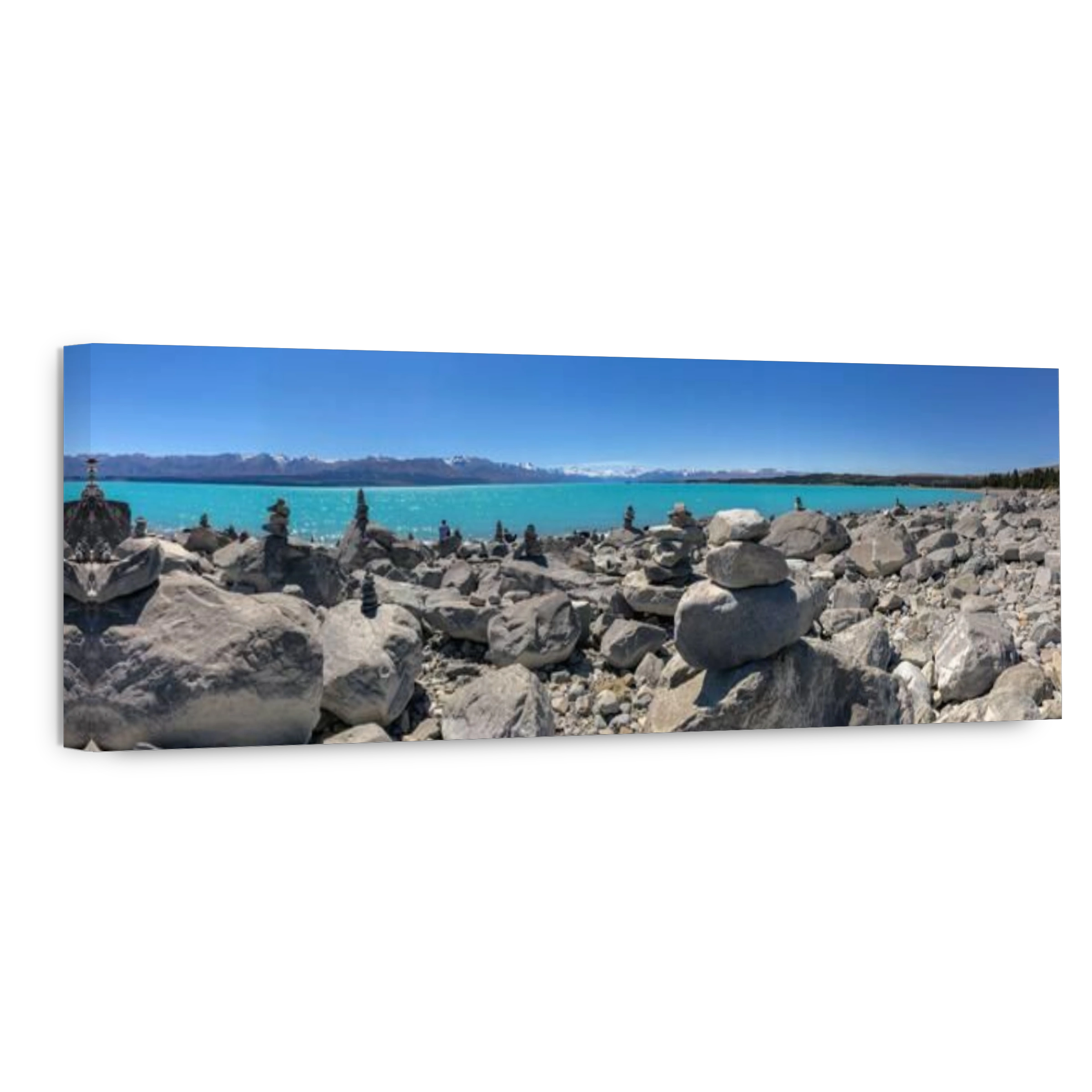 Rock Balancing on shore of Lake Pukaki in New Zealand