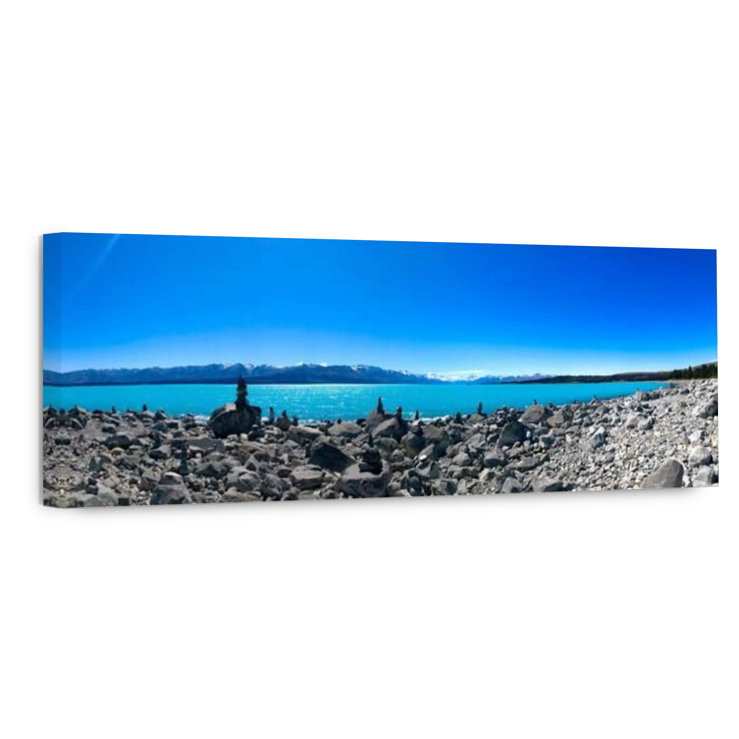 Rock Balancing on shore of Lake Pukaki in New Zealand