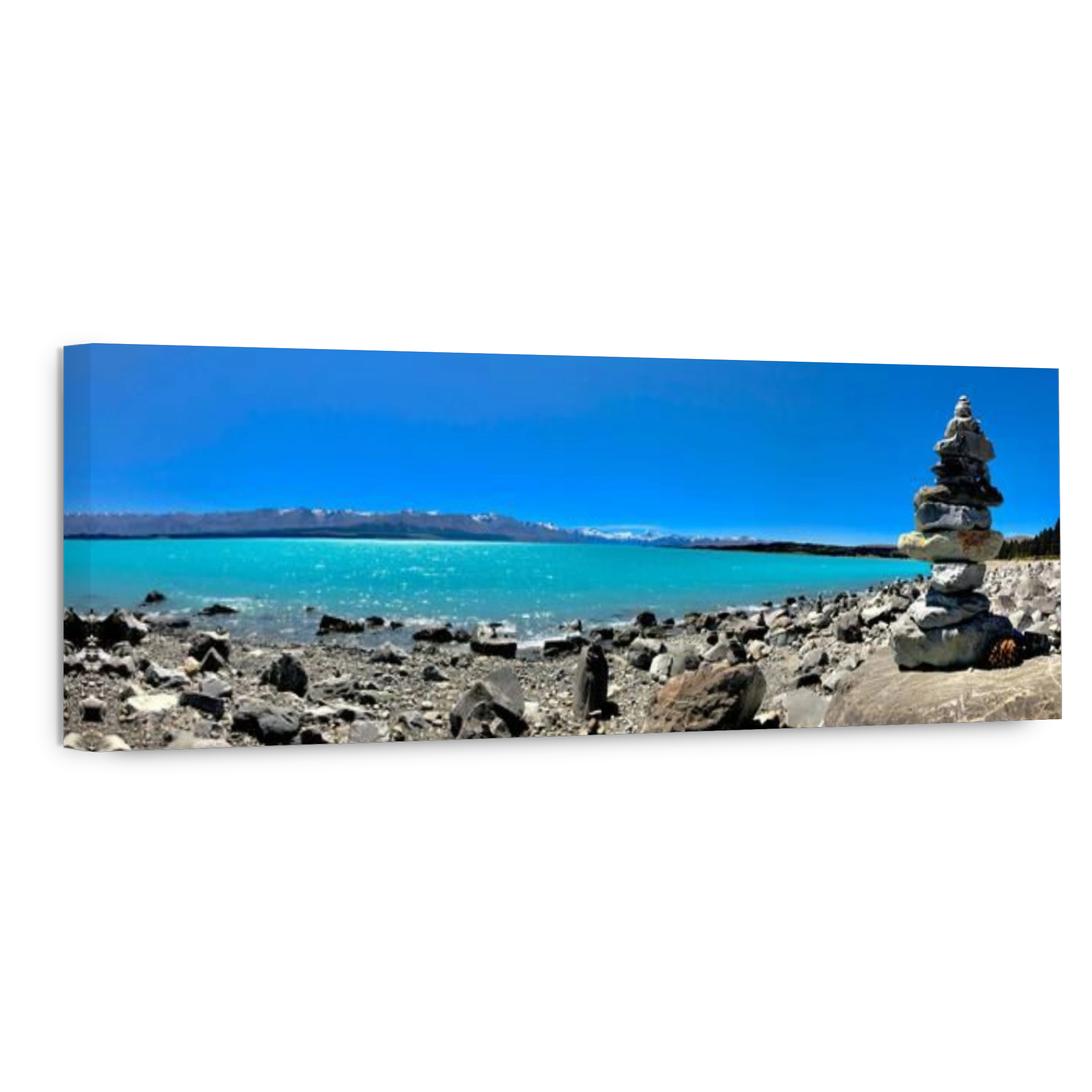 Rock Balancing on shore of Lake Pukaki in New Zealand