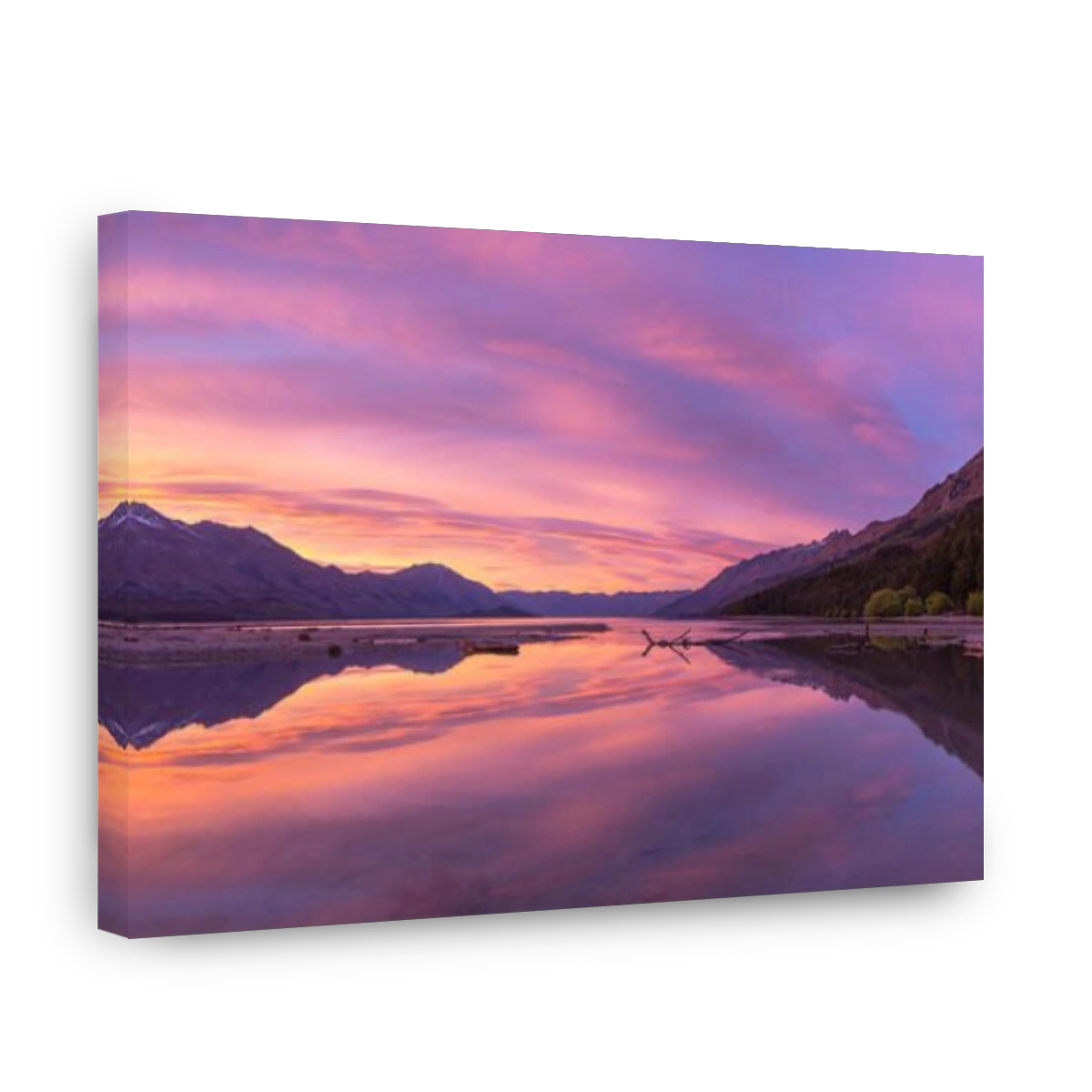 Mountains with lake Wakatipu at sunrise, Glenorchy near Queenstown, Otago Region, Southland, New Zealand