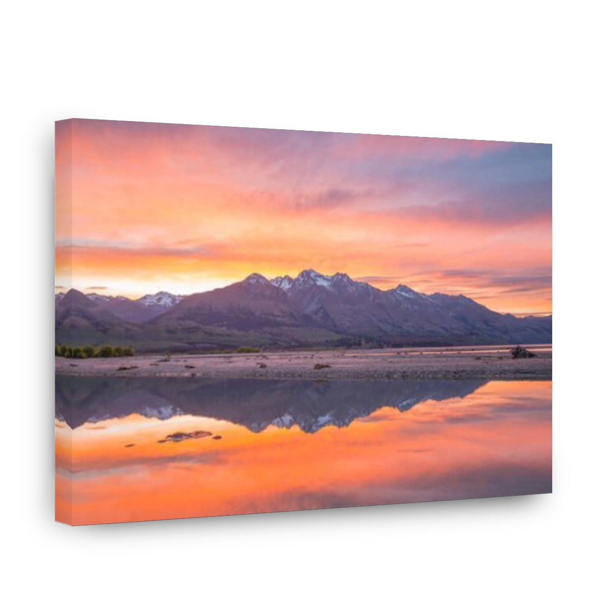 Mountains with lake Wakatipu at sunrise, Glenorchy near Queenstown, Otago, Southland, New Zealand