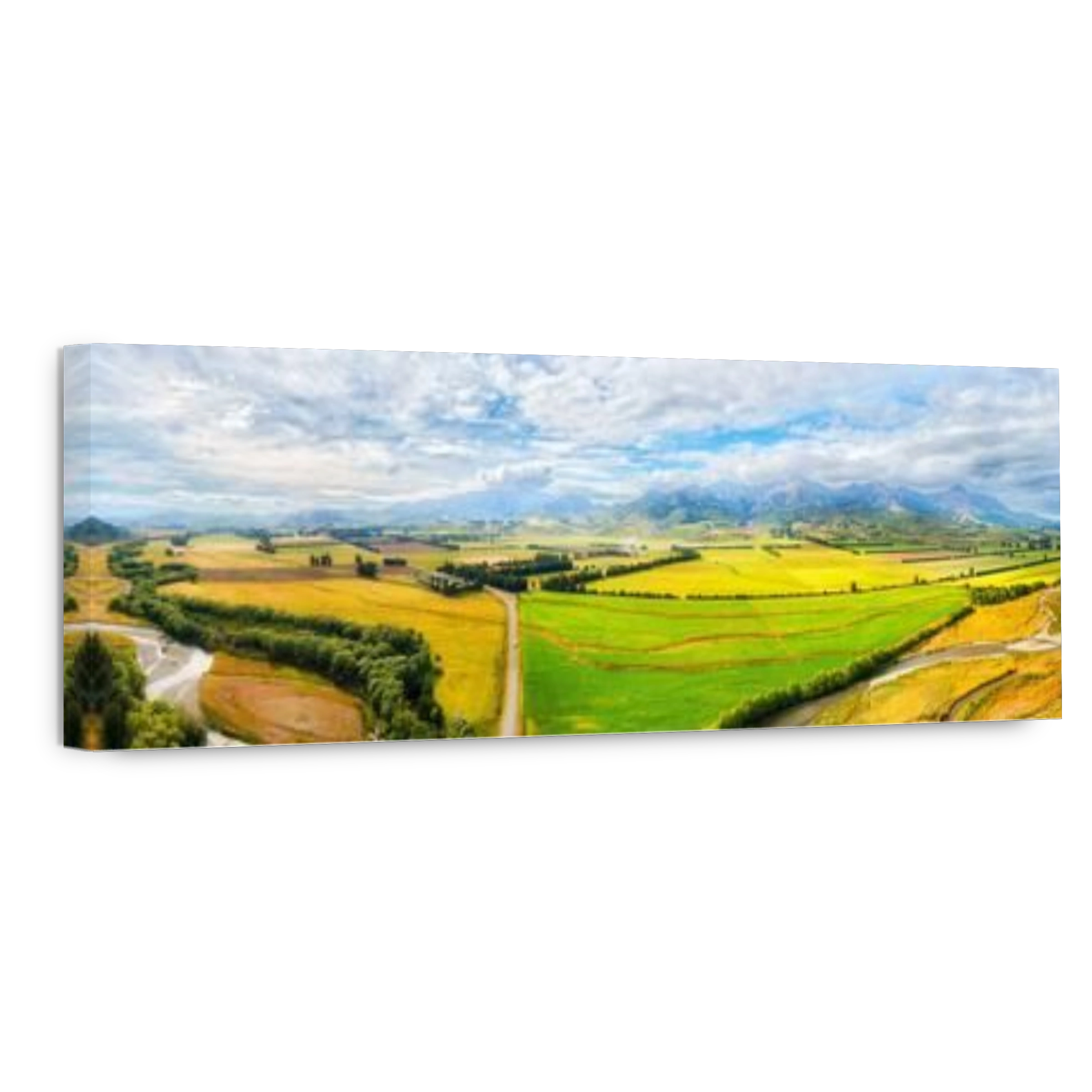 WIde scenic aerial panorama of Mararoa river valley in New Zealand South Island at Brunel peaks.