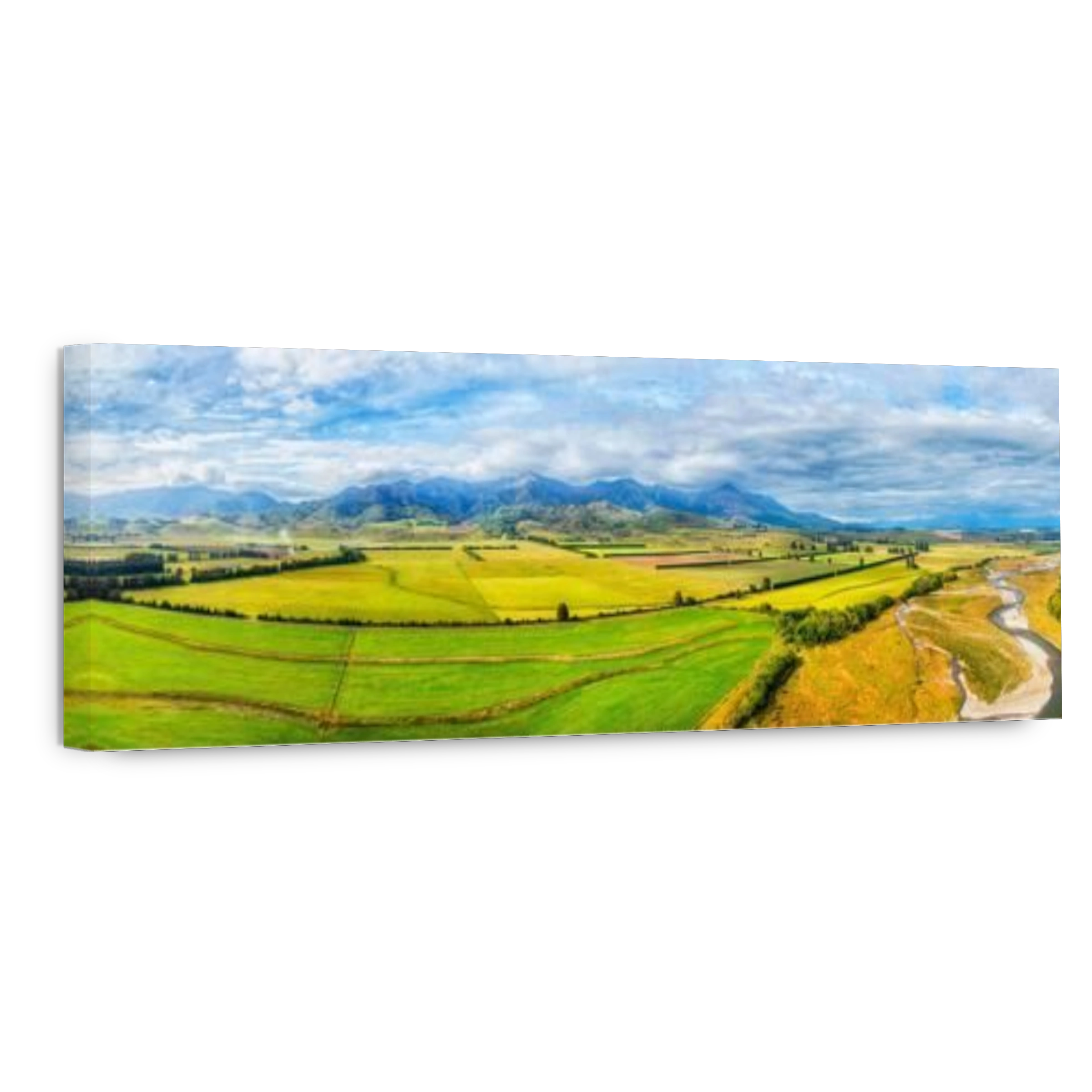 Scenic arial panorama over Mararoa river in The Key of New Zealand south island.
