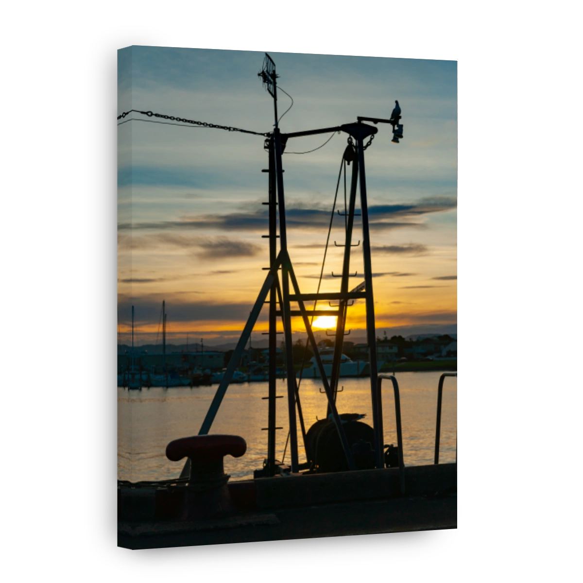 Napier waterfront, Westshore, Ahuriri, fishing boats rigging silhouette.