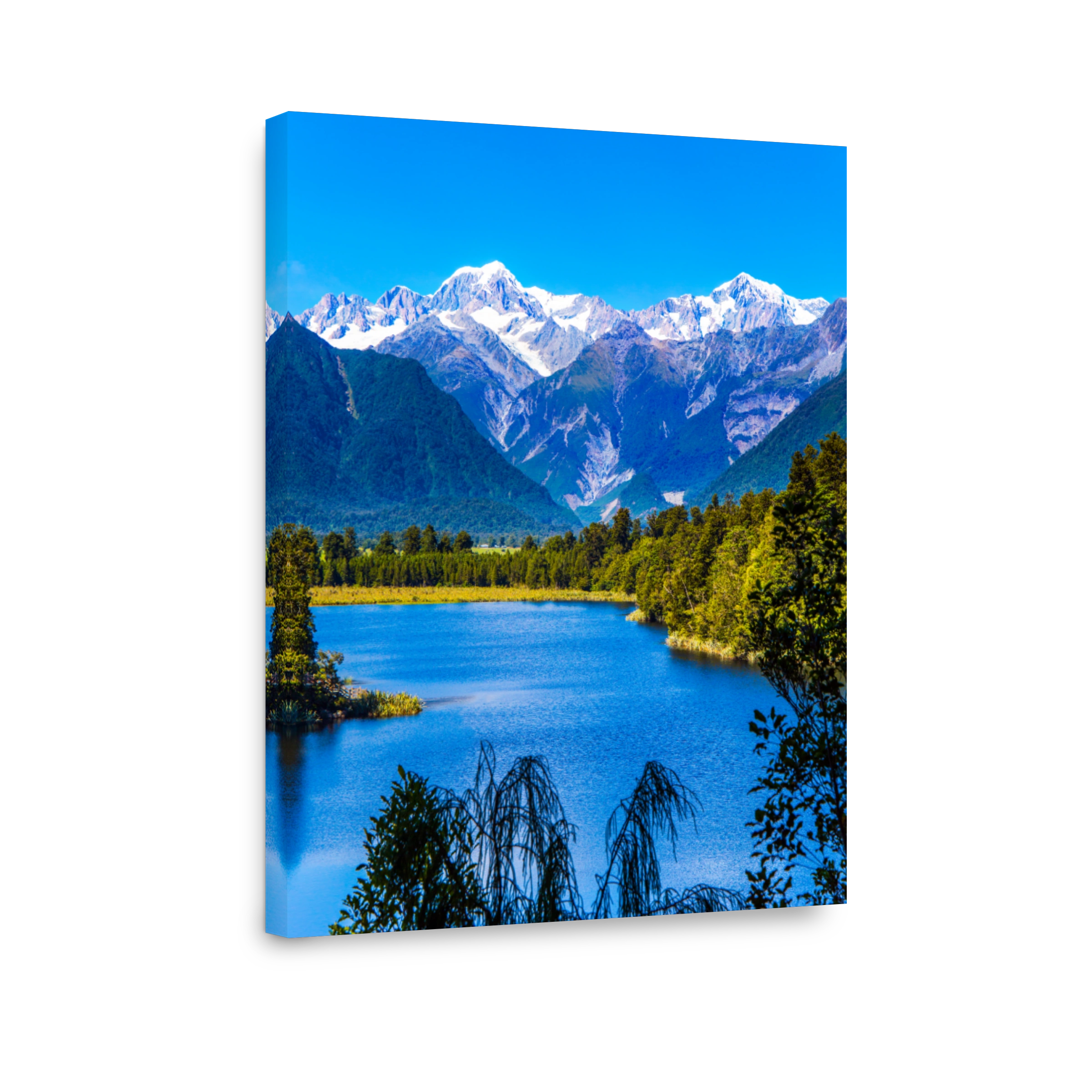 Serene Lake Matheson with Snow Capped Mount Cook
